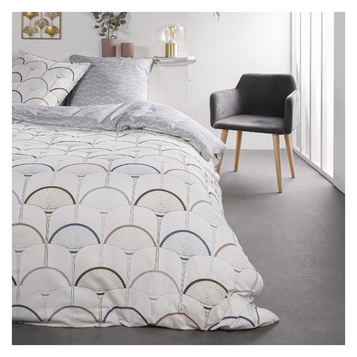 Printed cotton bedding set TODAY LINGE DE MAISON White