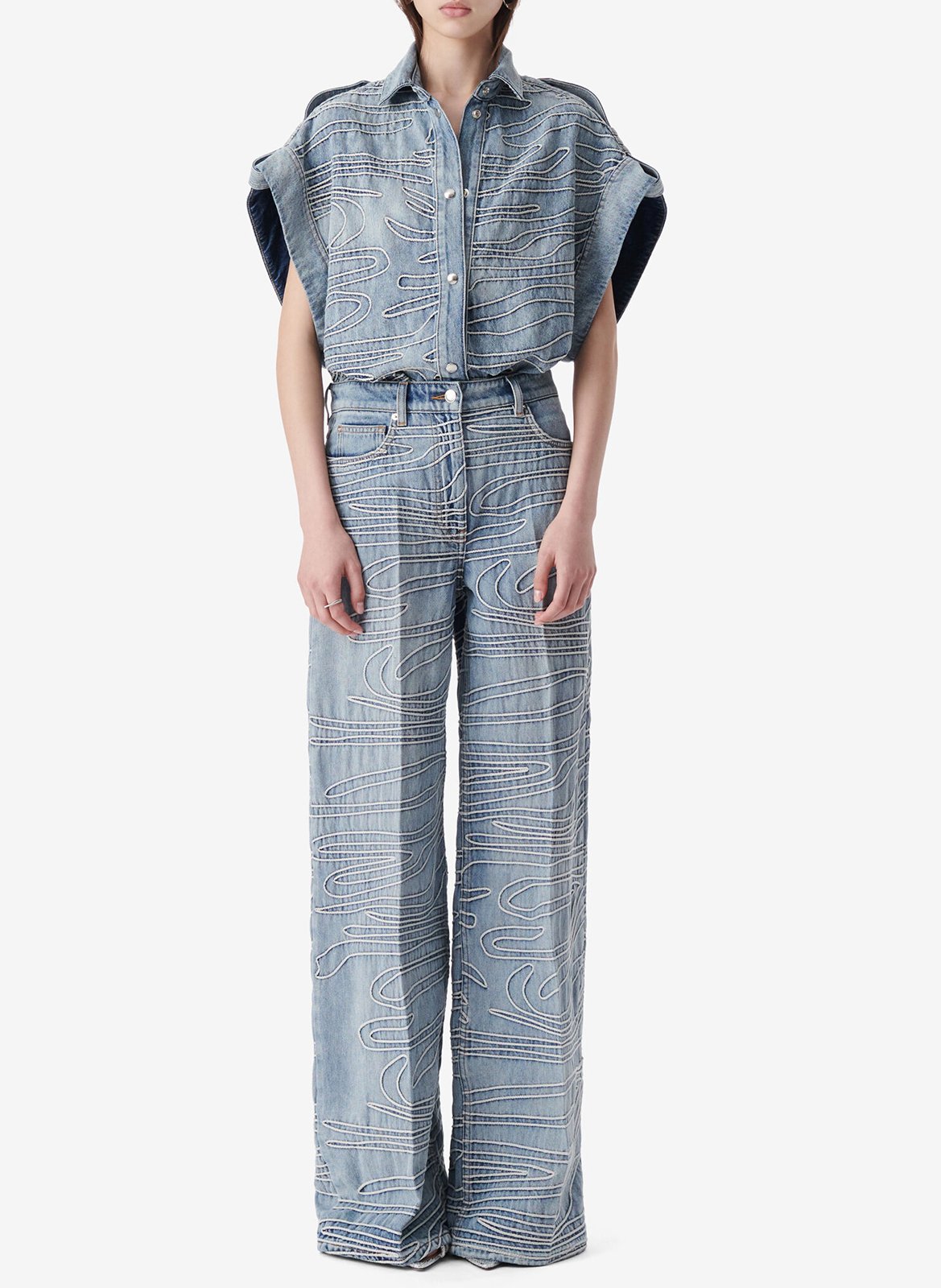 Sleeveless embroidered denim top IRO Blue