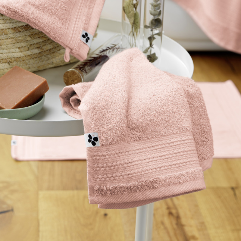 100% combed cotton bath mat L'EFFET PAPILLON Pink