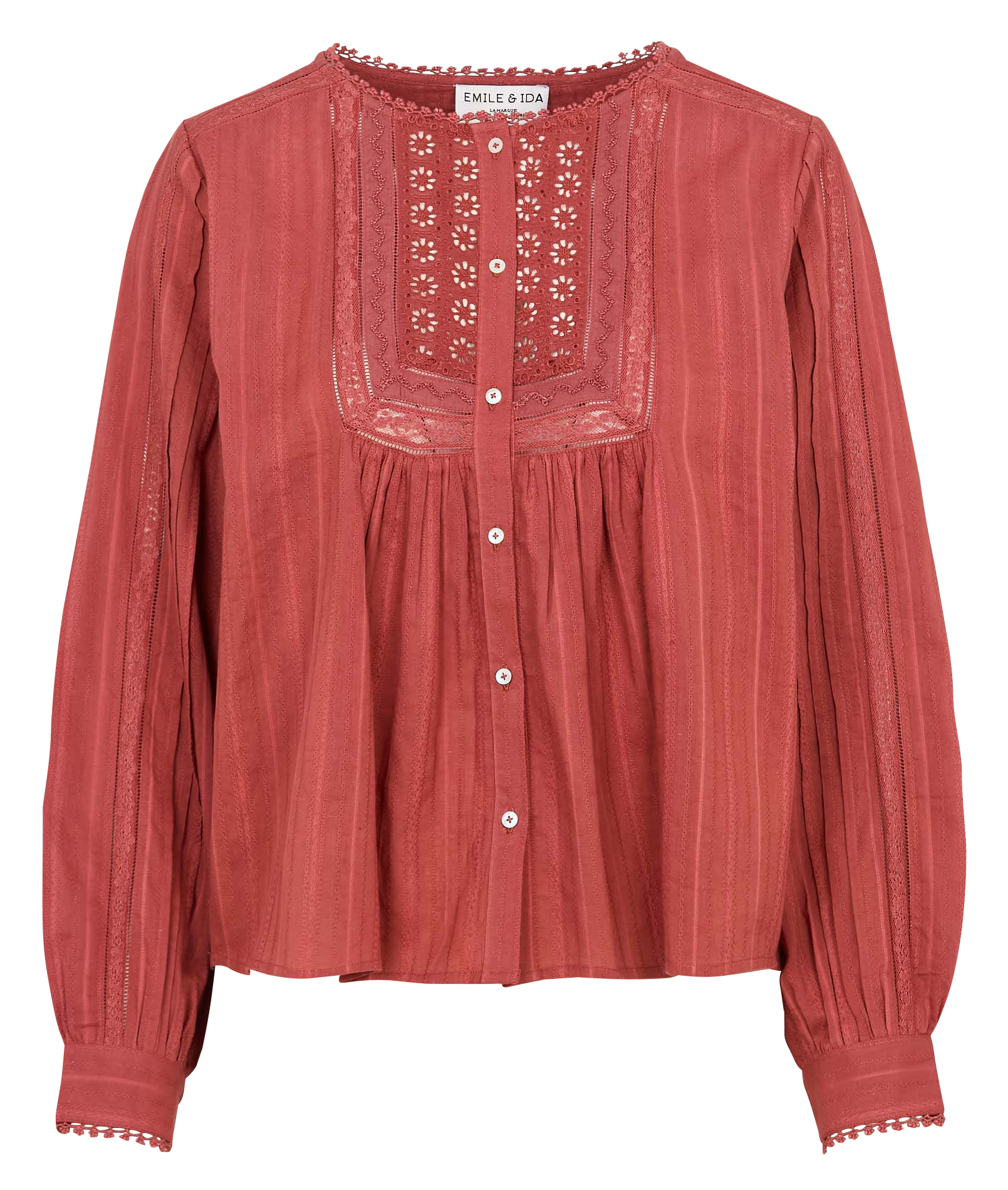 Rundhalsausschnitt-Bluse aus Baumwolle EMILE ET IDA Rot