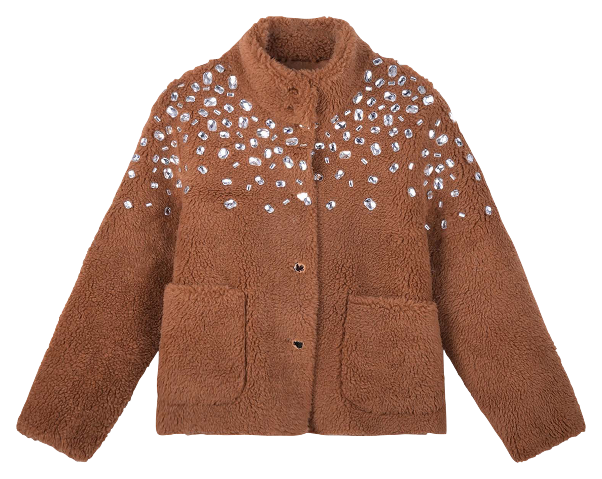 Straight high-neck jacket WILD Brown