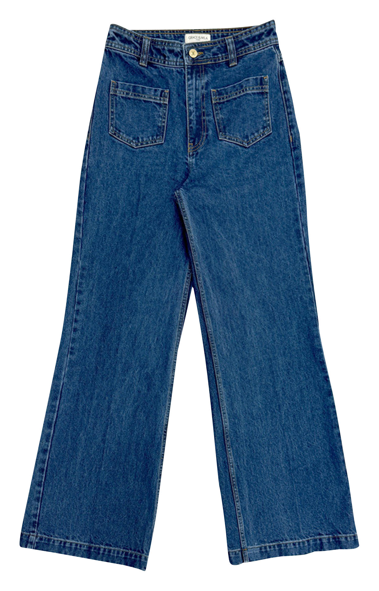 Cotton straight jeans GRACE ET MILA Blue