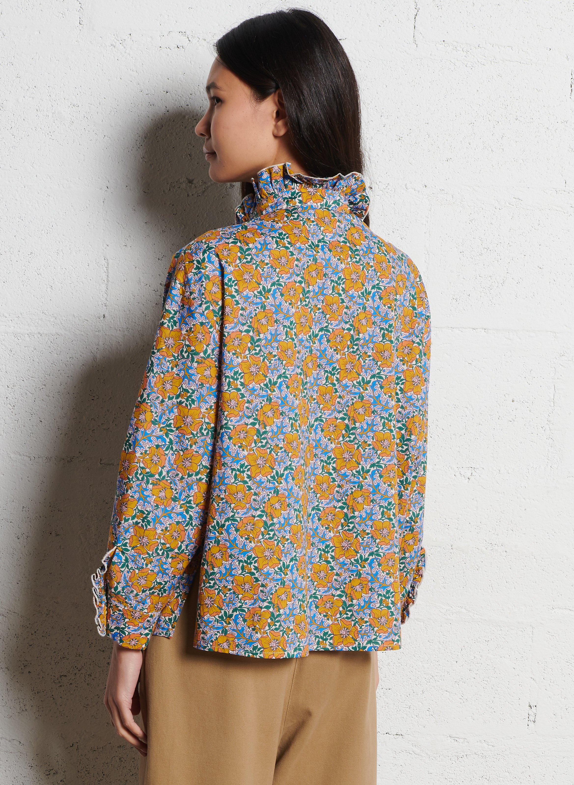 Oversized blouse van katoen met print SUZIE WINKLE Blauw