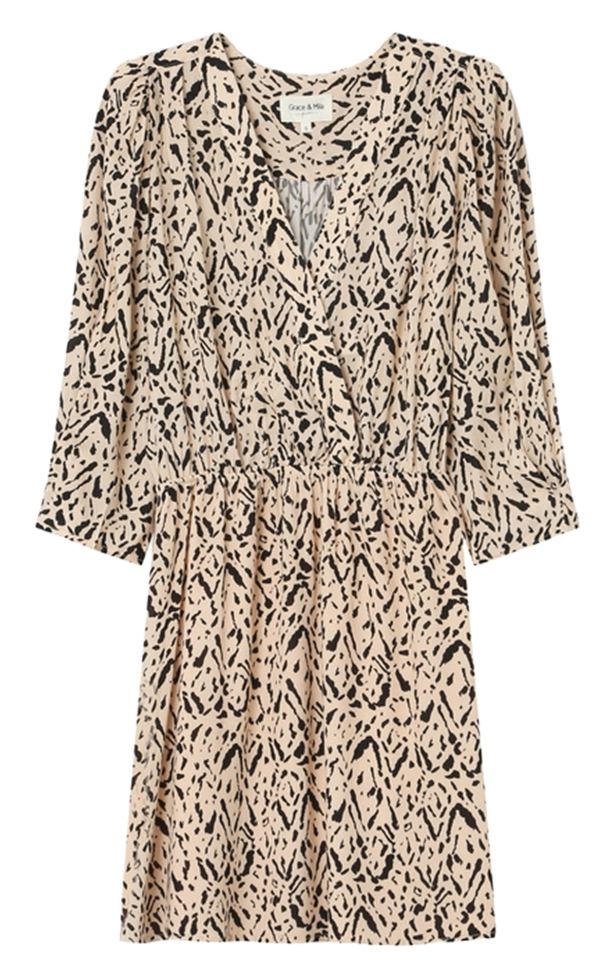 Korte jurk met V-hals en print GRACE ET MILA Yellow