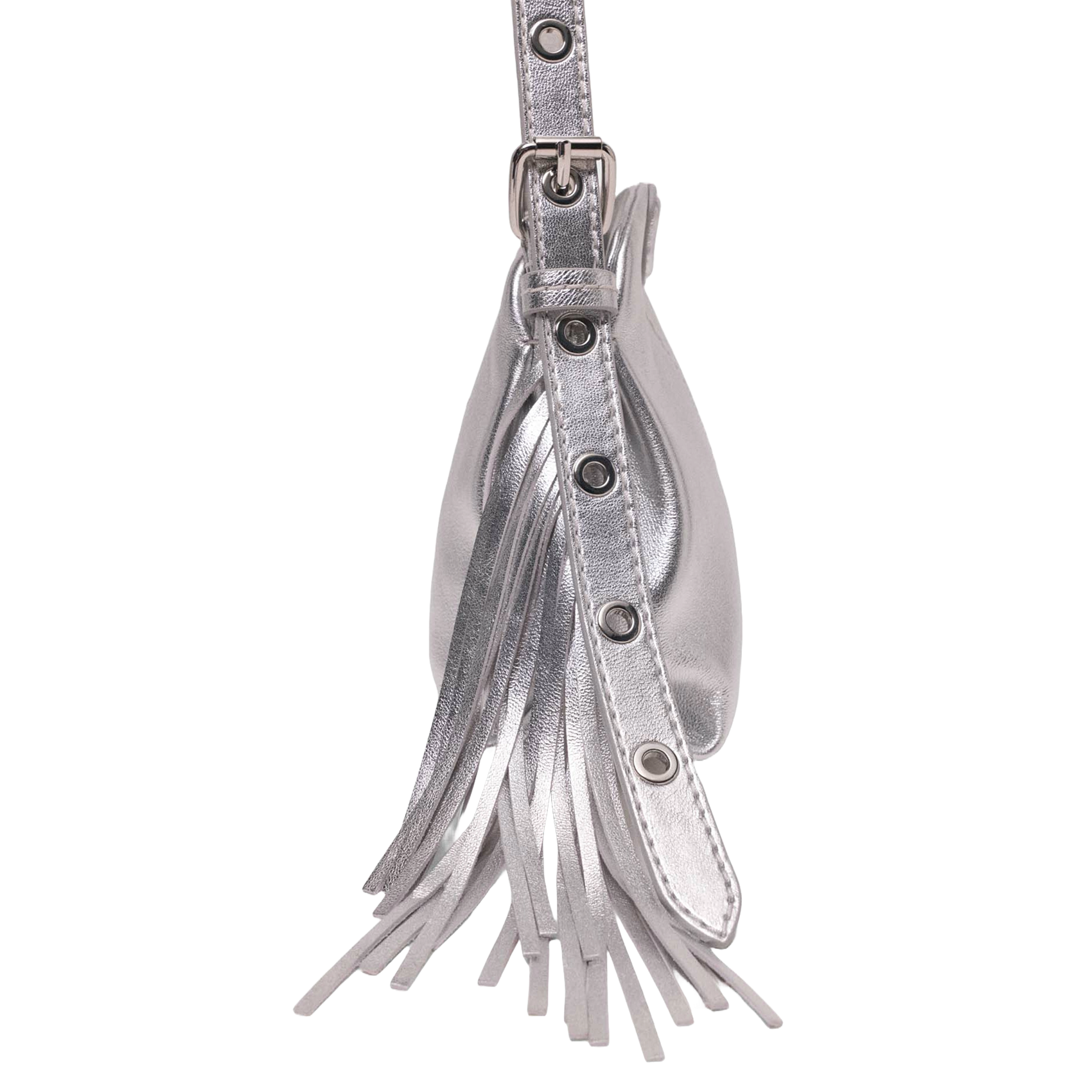 Metallic leather shoulder bag MAJE Silver