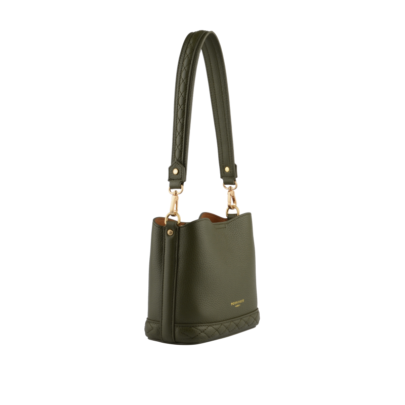Satchel - cowhide leather POURCHET Khaki