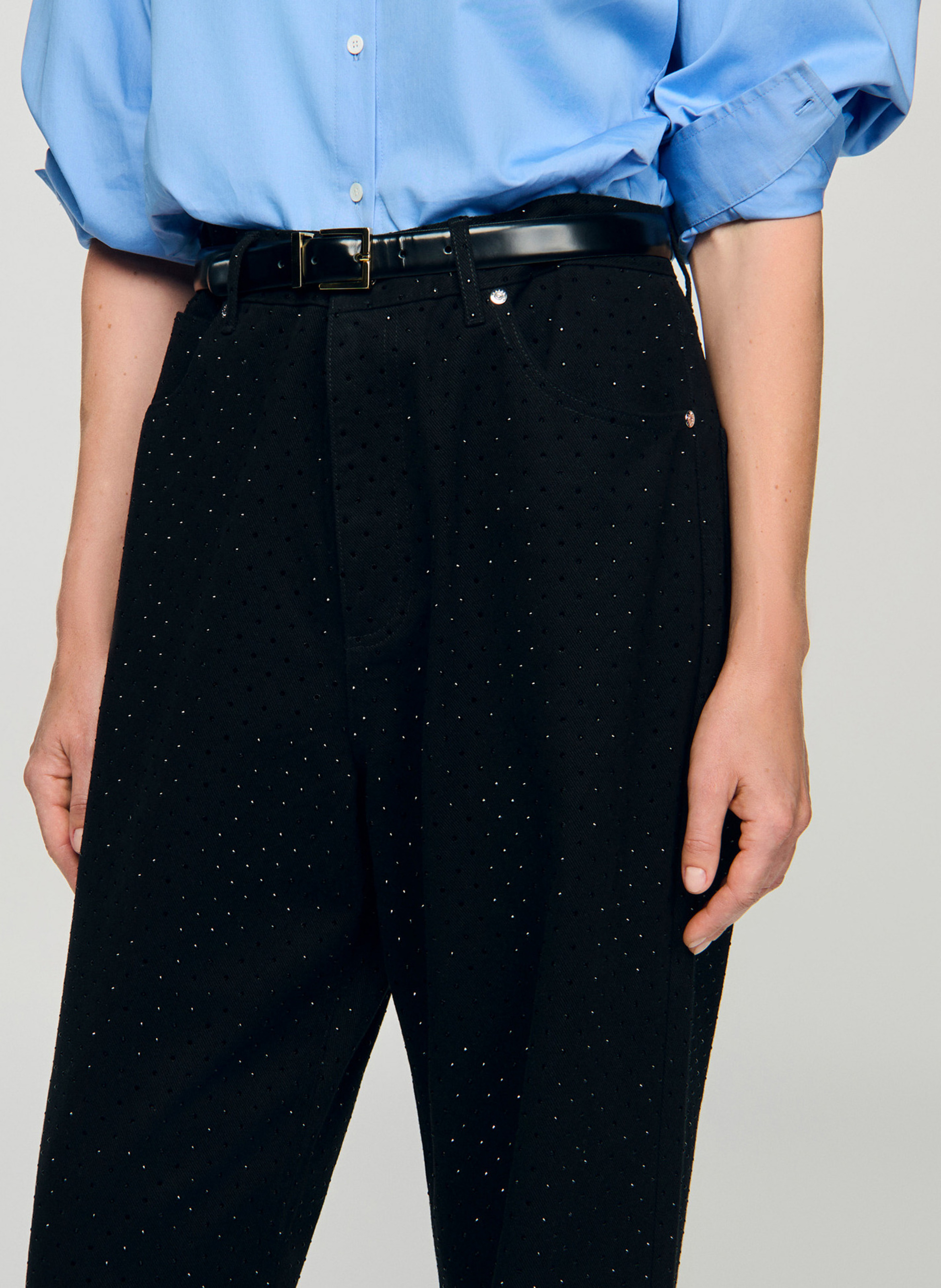Wide cotton trousers  SANDRO Black