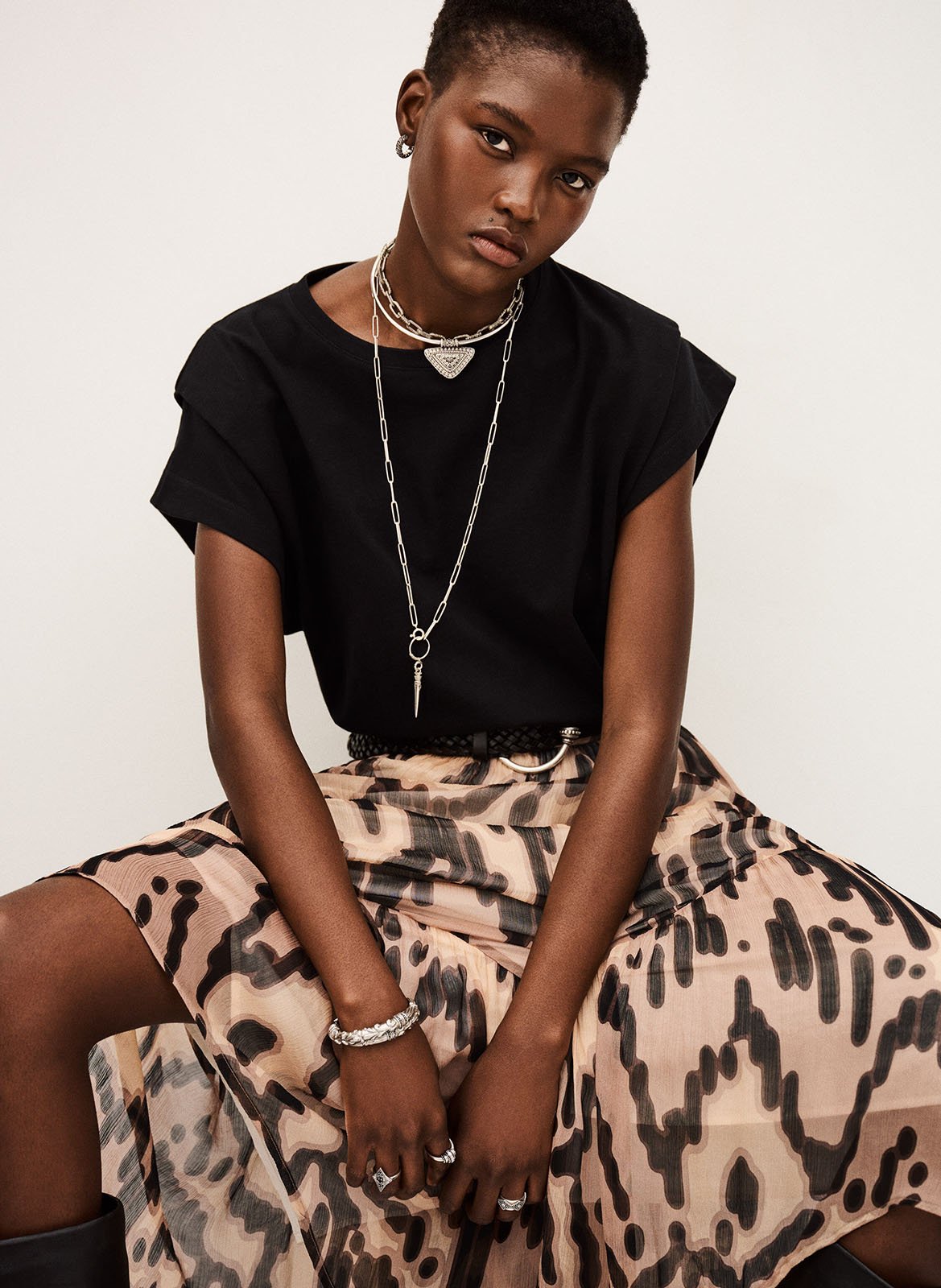 Jupe longue imprimée BA&SH Rose