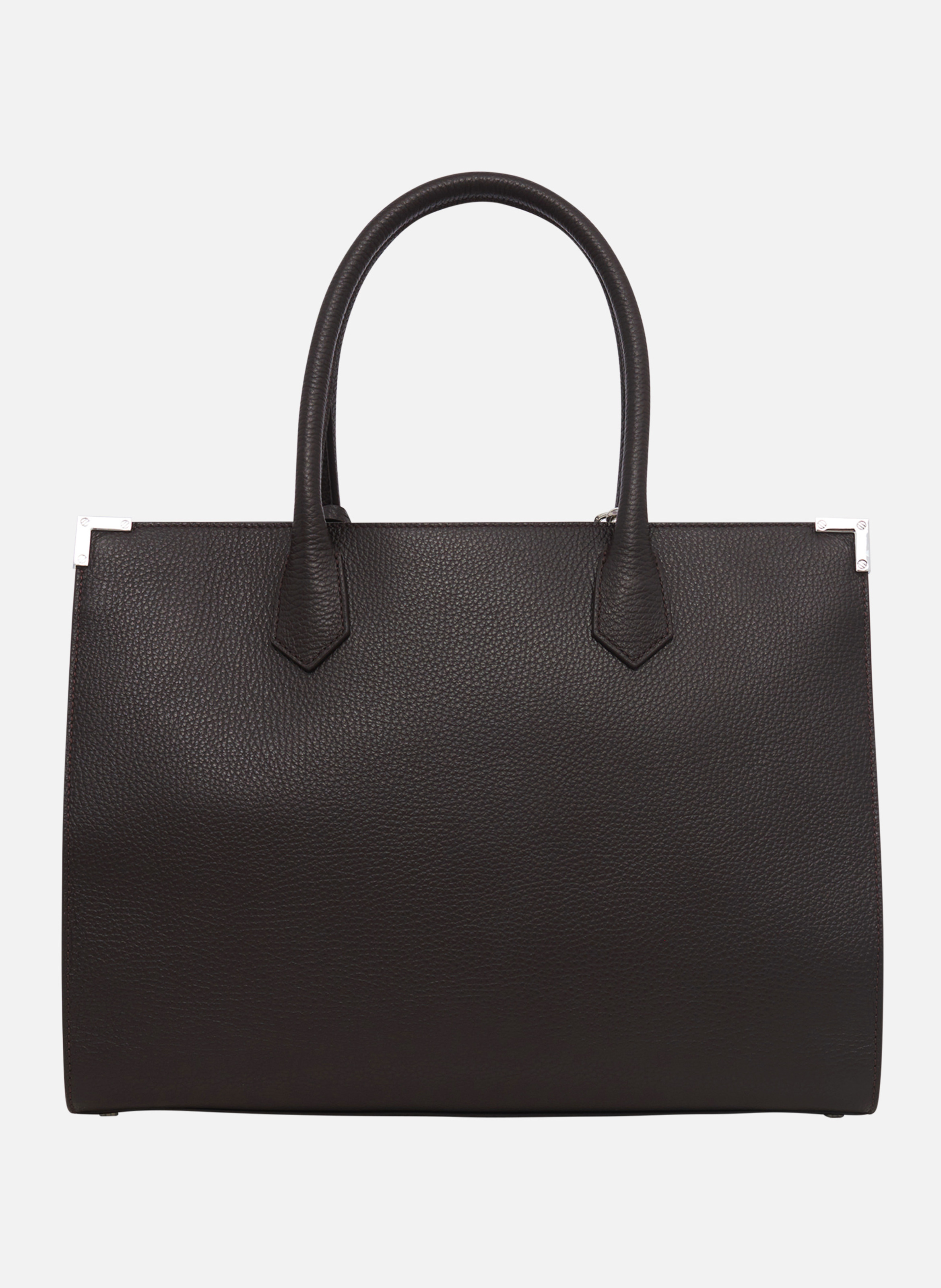 Grained leather Ming L tote bag THE KOOPLES Brown