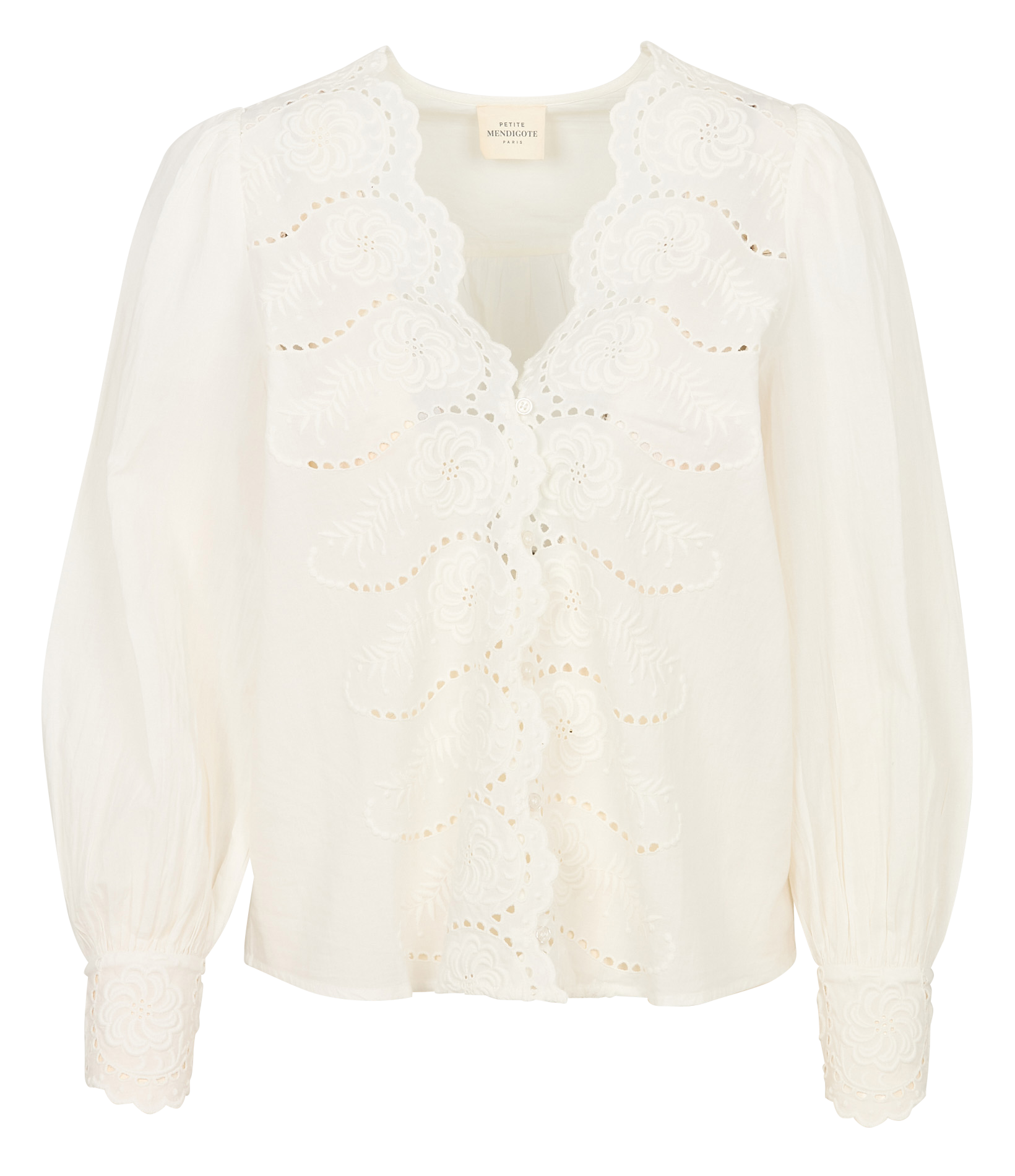 Embroidered cotton straight top PETITE MENDIGOTE Beige