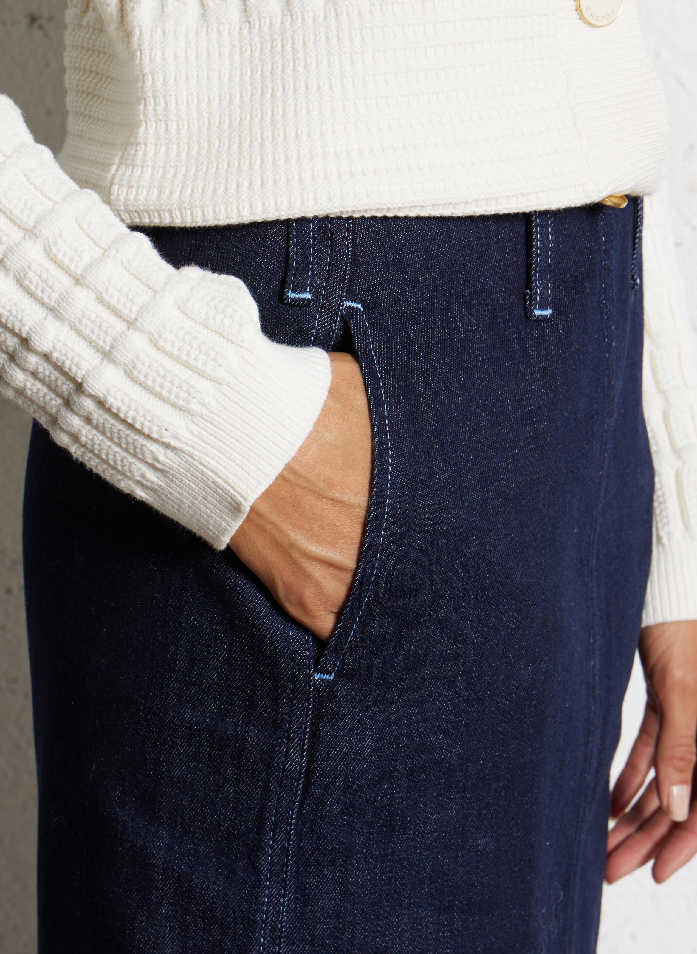 Halflange rok | biokatoenblend FABIENNE CHAPOT Blauw