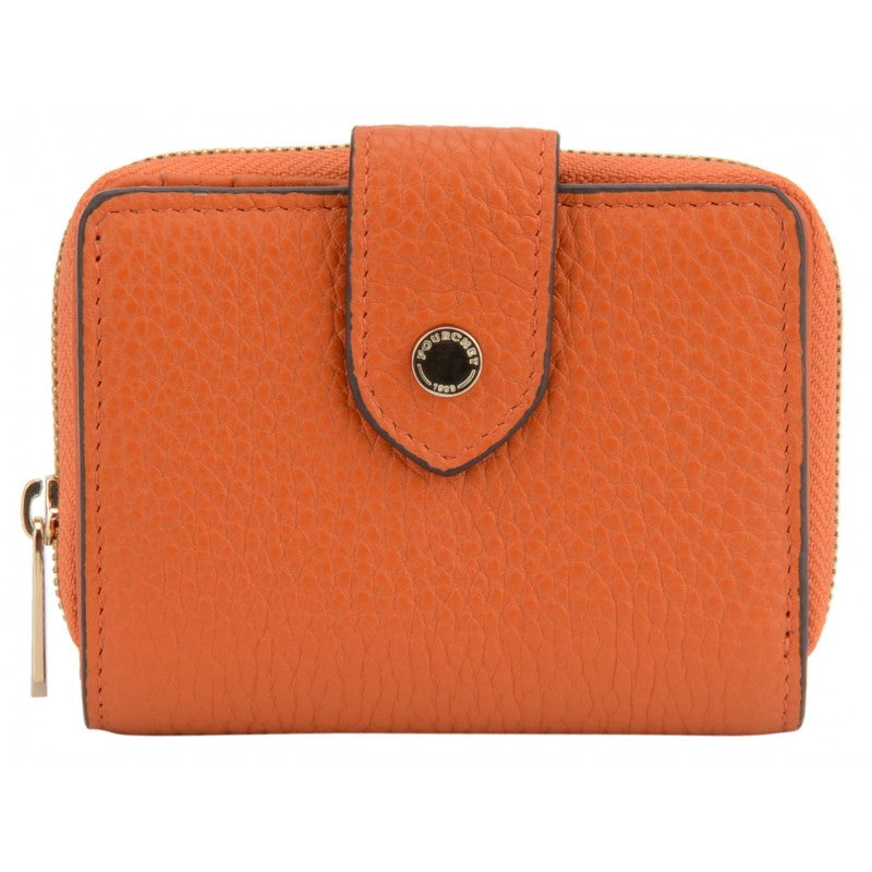 Leather coin purse POURCHET Orange