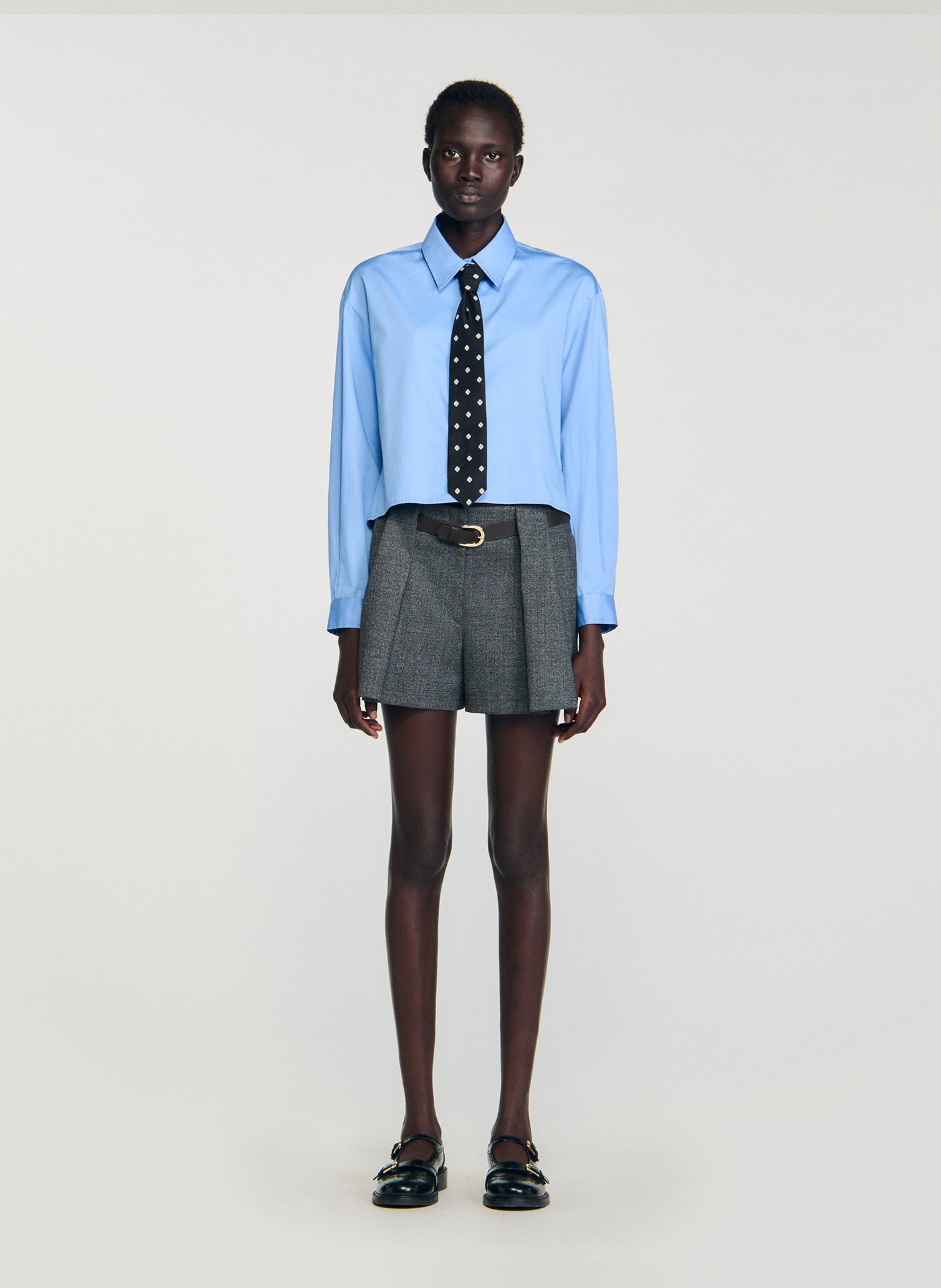 Chemise oversize en coton SANDRO Bleu