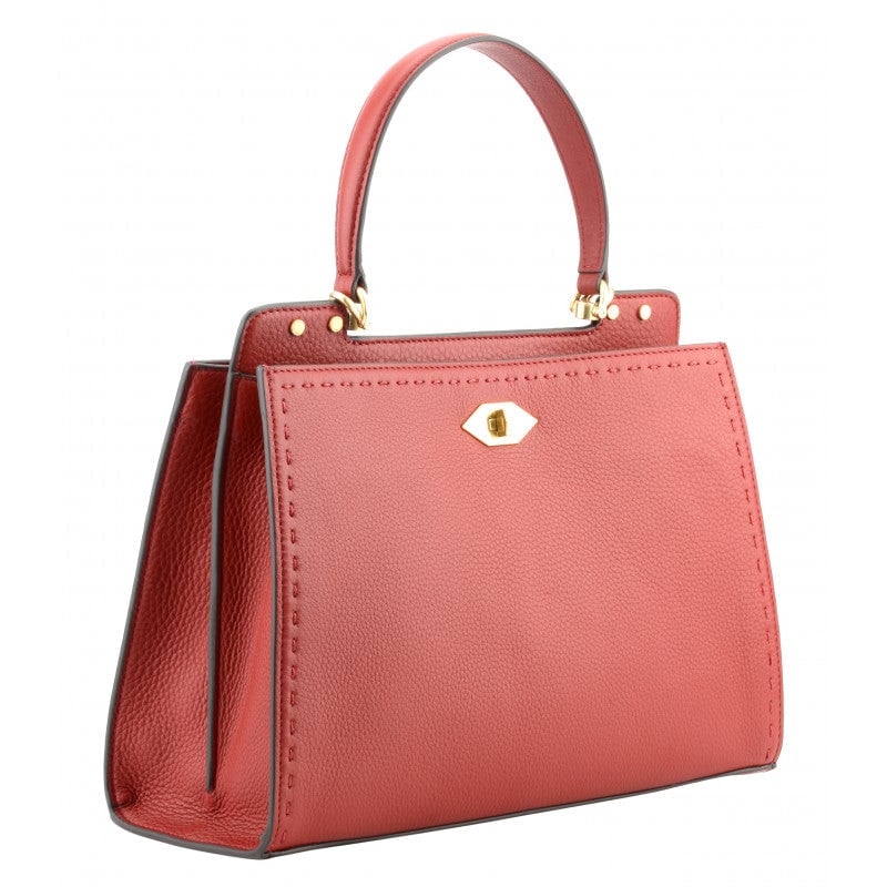 Handbag - cowhide leather POURCHET Red