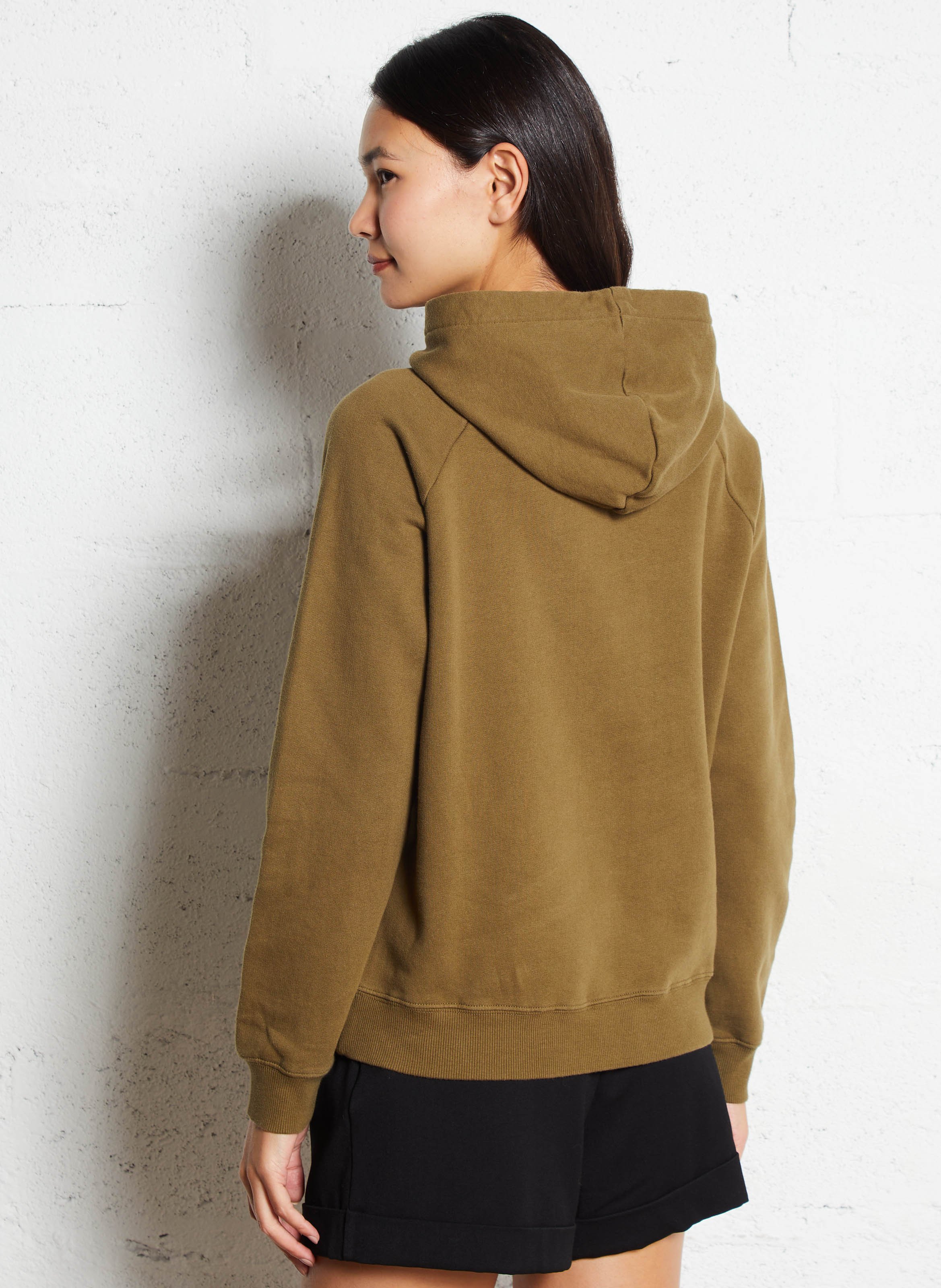 Sweat à capuche oversize en coton IKKS Kaki