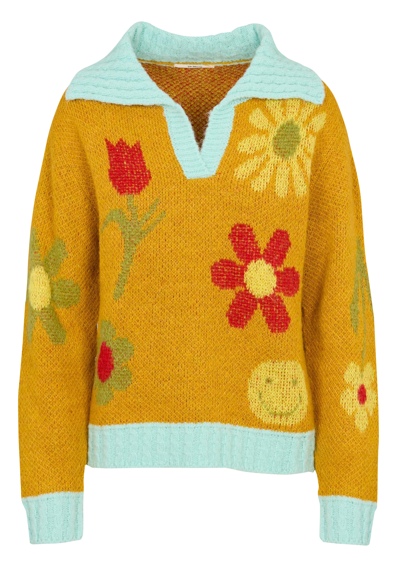 Pull oversize col V à motifs DR BLOOM Doré