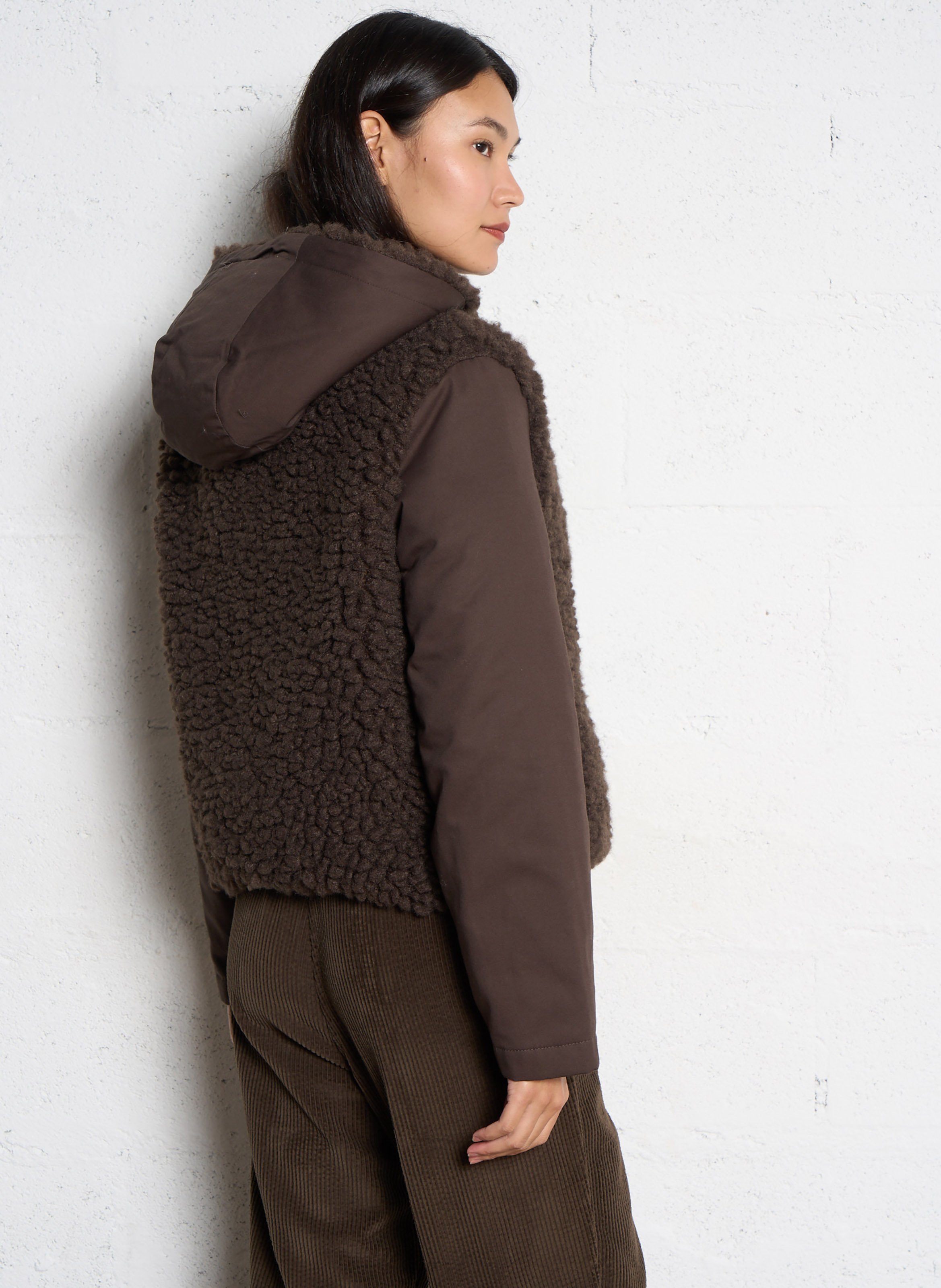 Chaqueta con cuello alto sherpa LEON & HARPER Marron