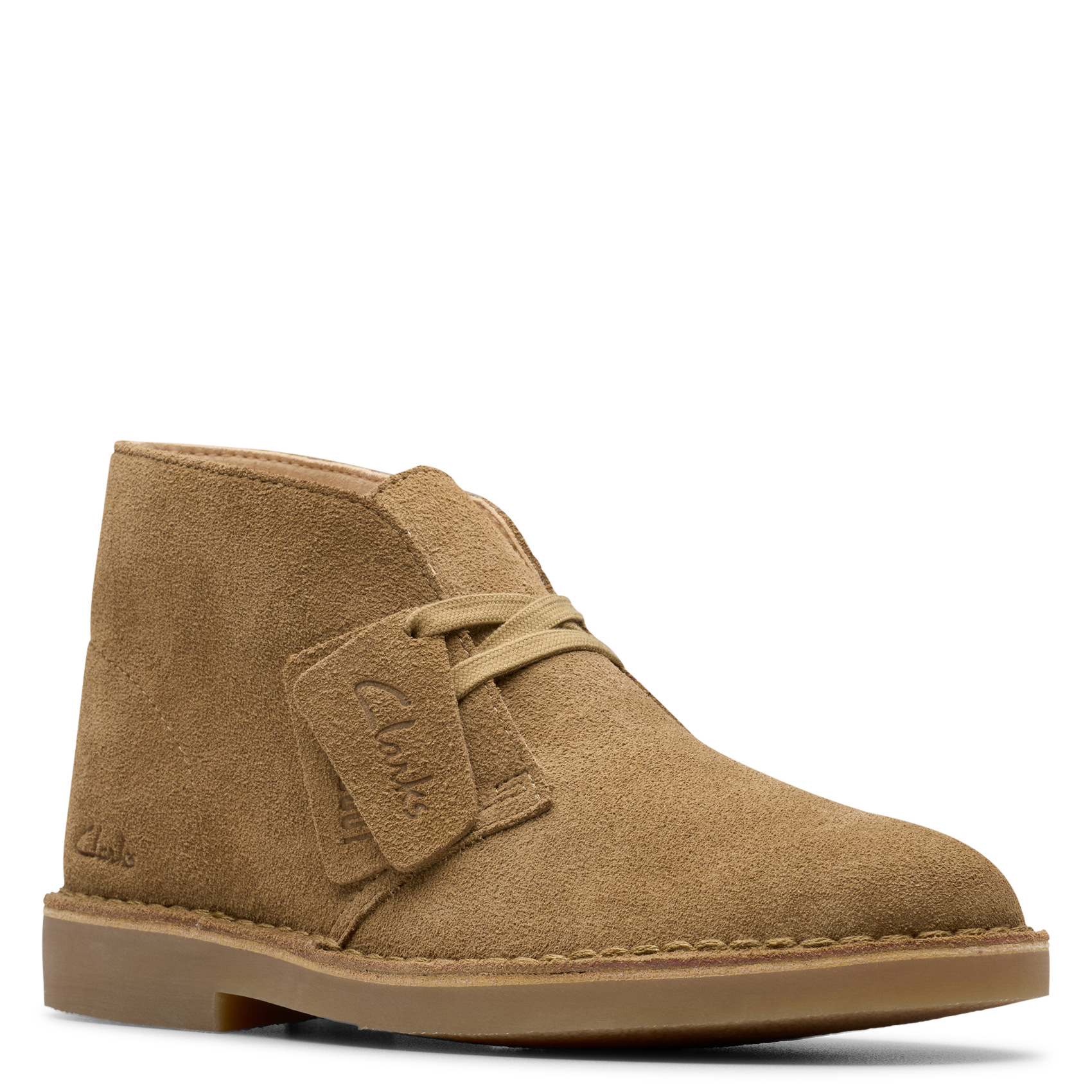 Solid color suede lace-up boots CLARKS Beige