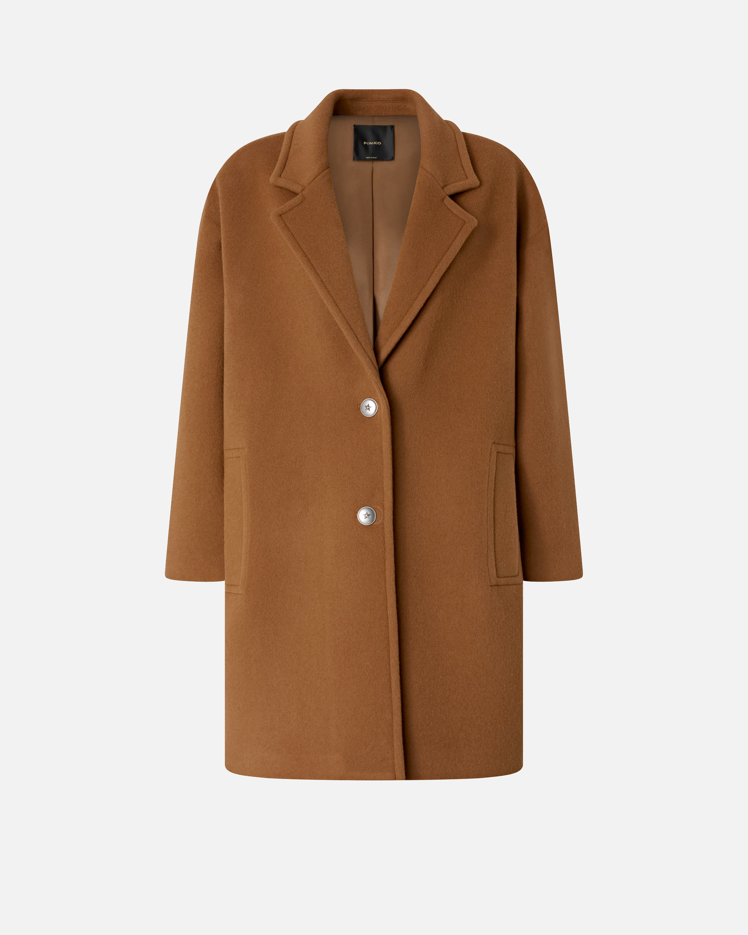 Straight coat in mixed woolen fabric PINKO Brown