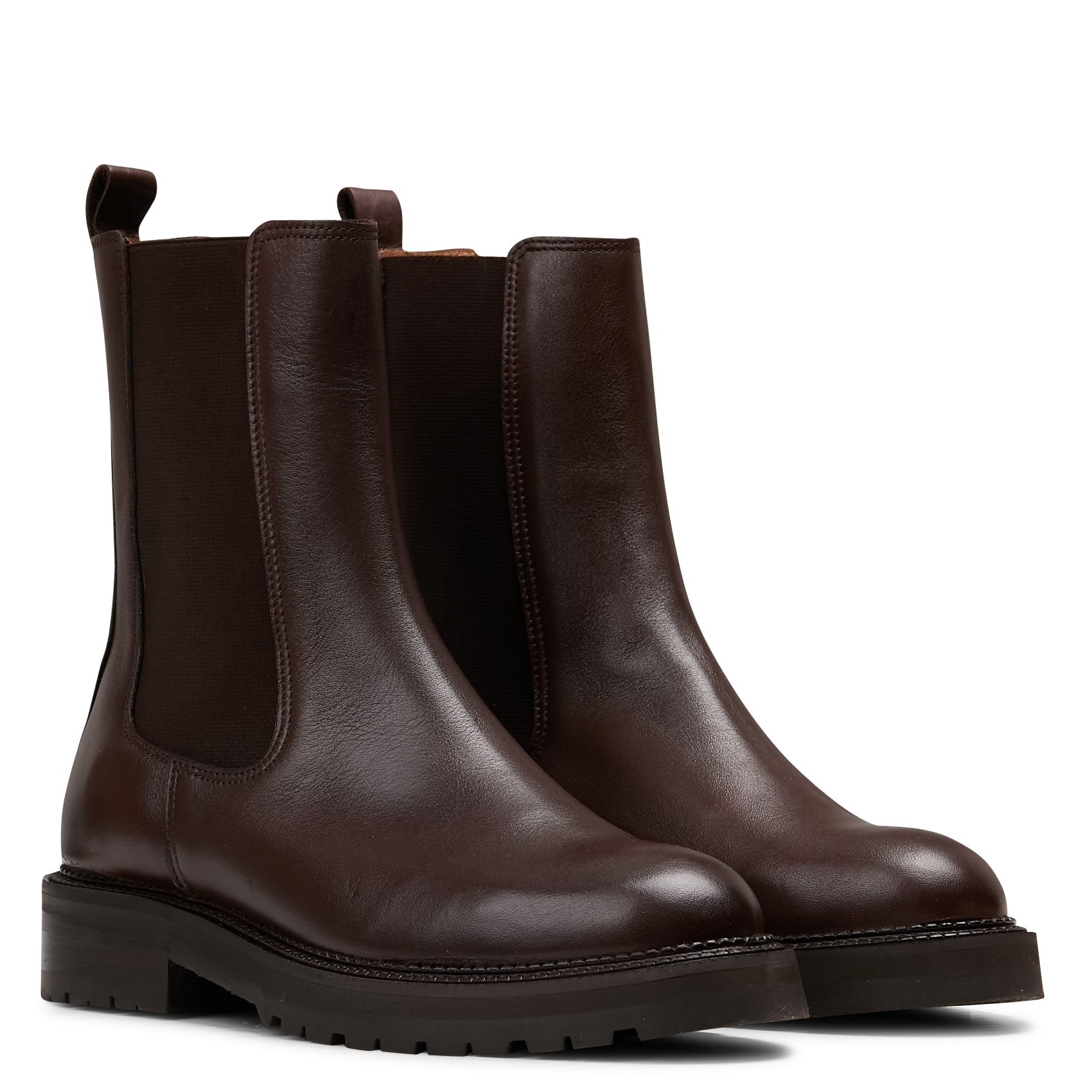 Effen leren enkellaarzen met textuur MELLOW YELLOW Bruin