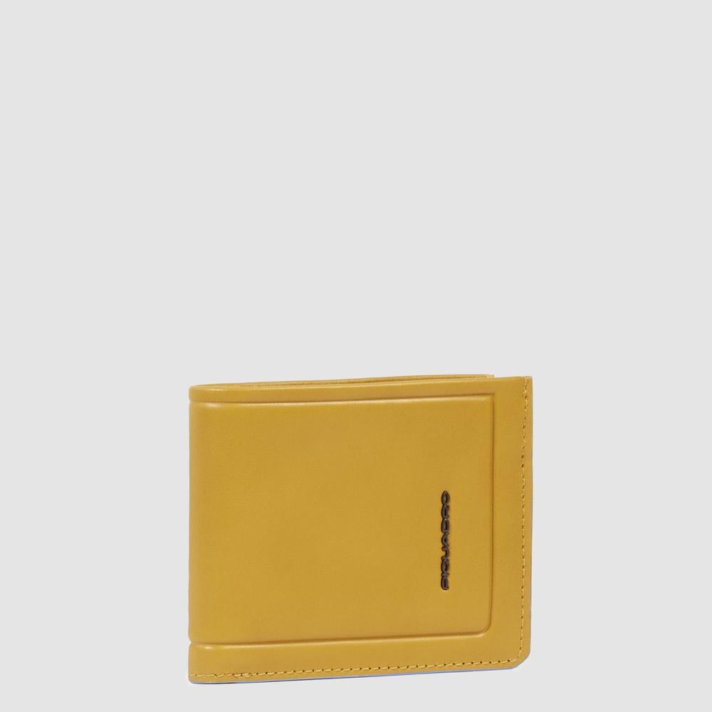 Men's leather wallet with removable ID holder and RFID protection PIQUADRO Yellow