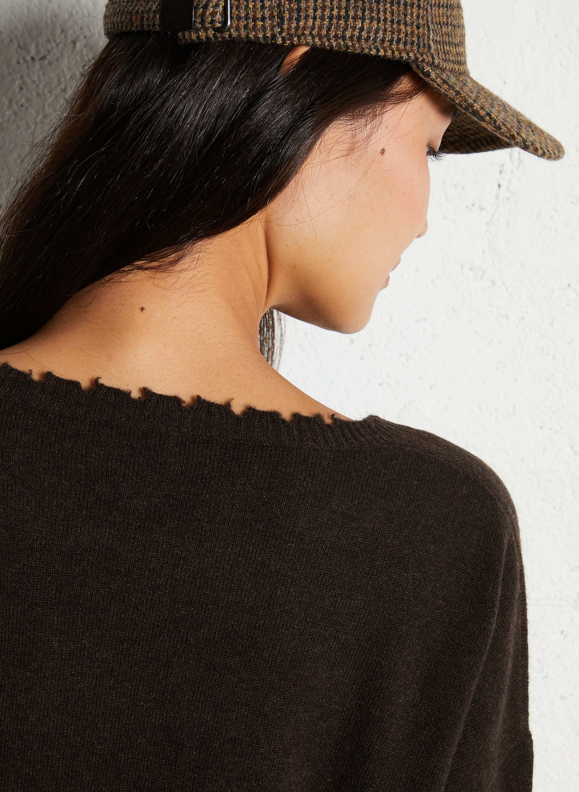 Pull oversize en cachemire maillé KUJTEN Marron