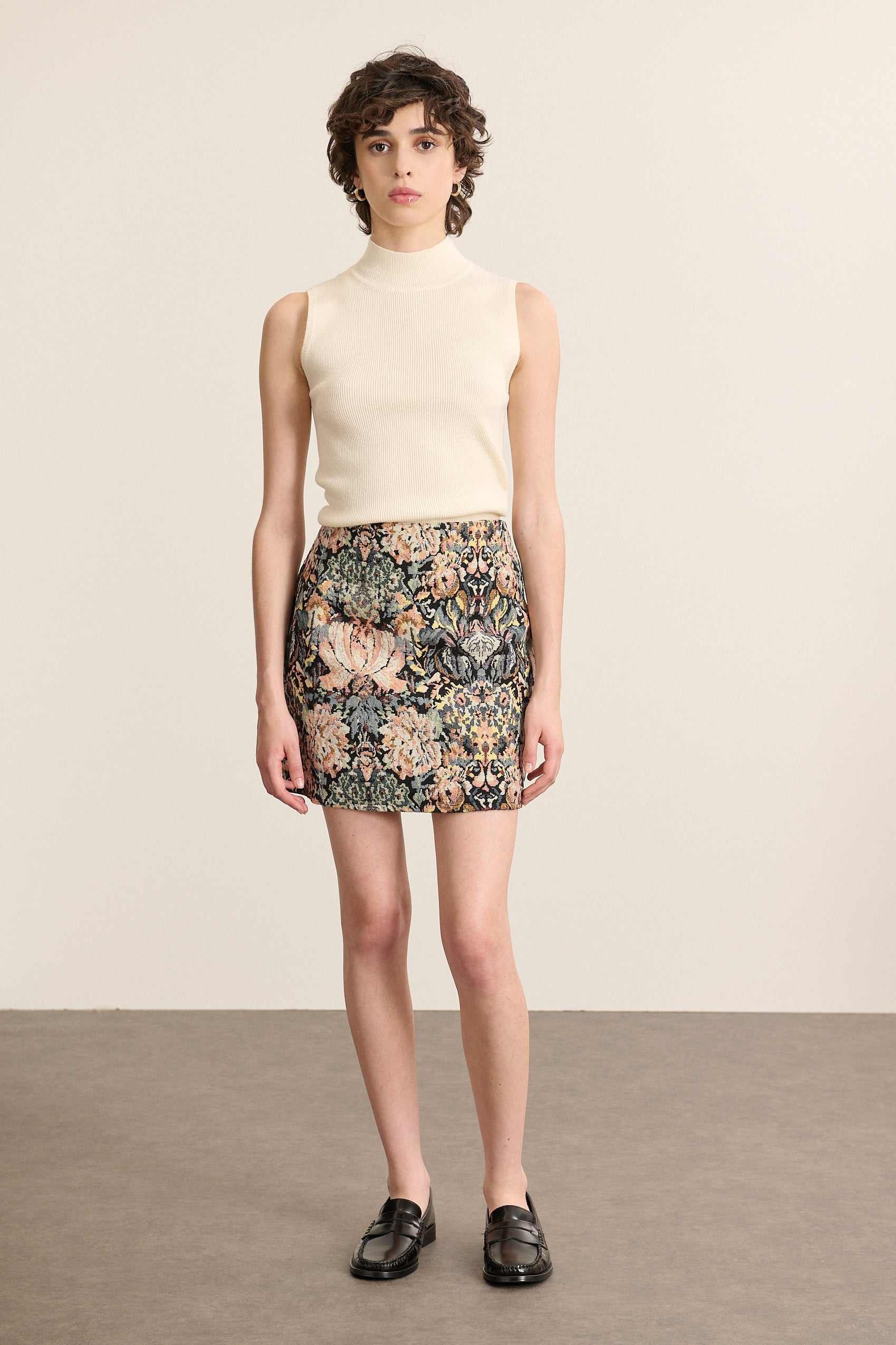 High neck sleeveless wool blend sweater GARANCE PARIS White