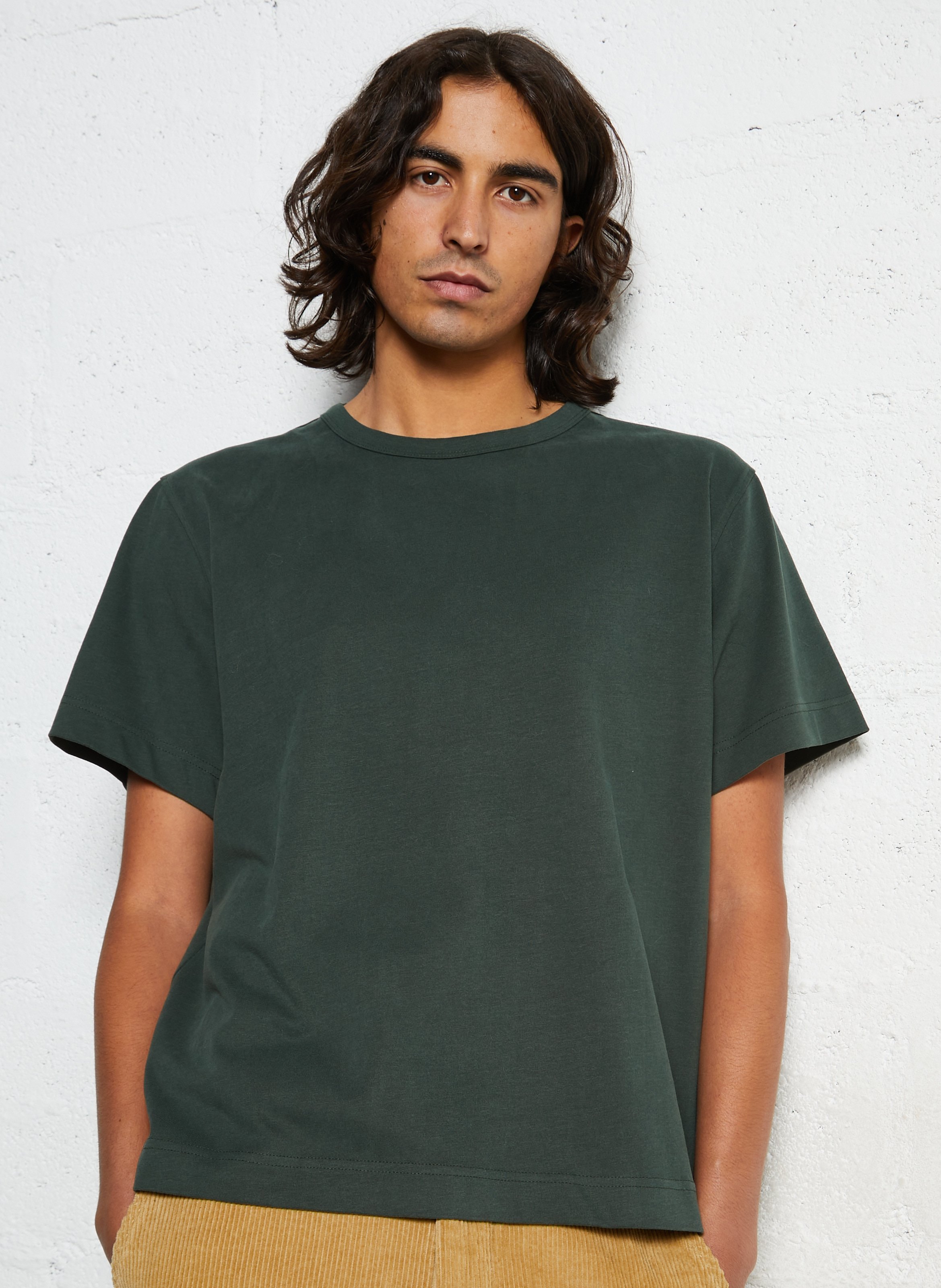 Tee-shirt col rond en coton organique SELECTED Vert