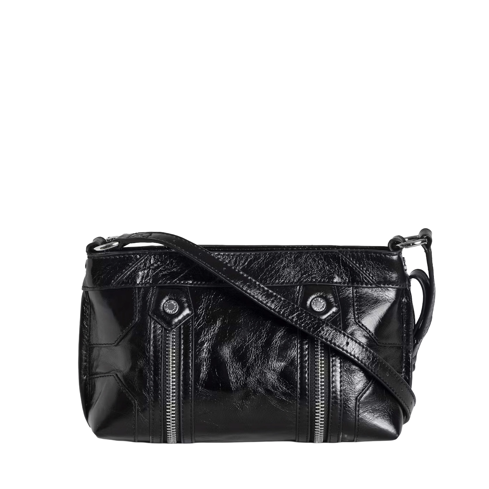 Leren schoudertas met rits ZADIG&VOLTAIRE Zwart