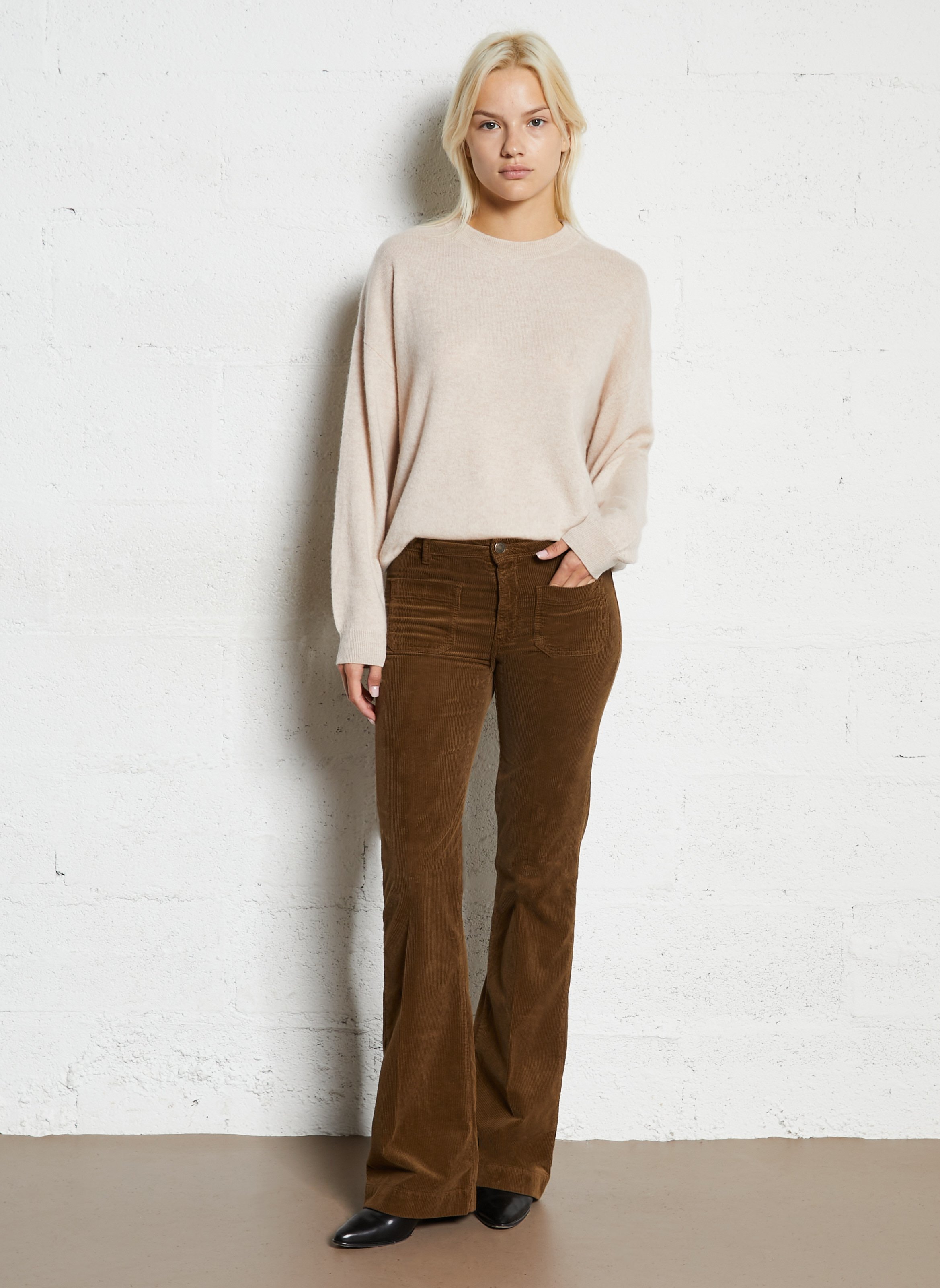 Broek van katoenmix met olifantenpijpen ACQUAVERDE Bruin