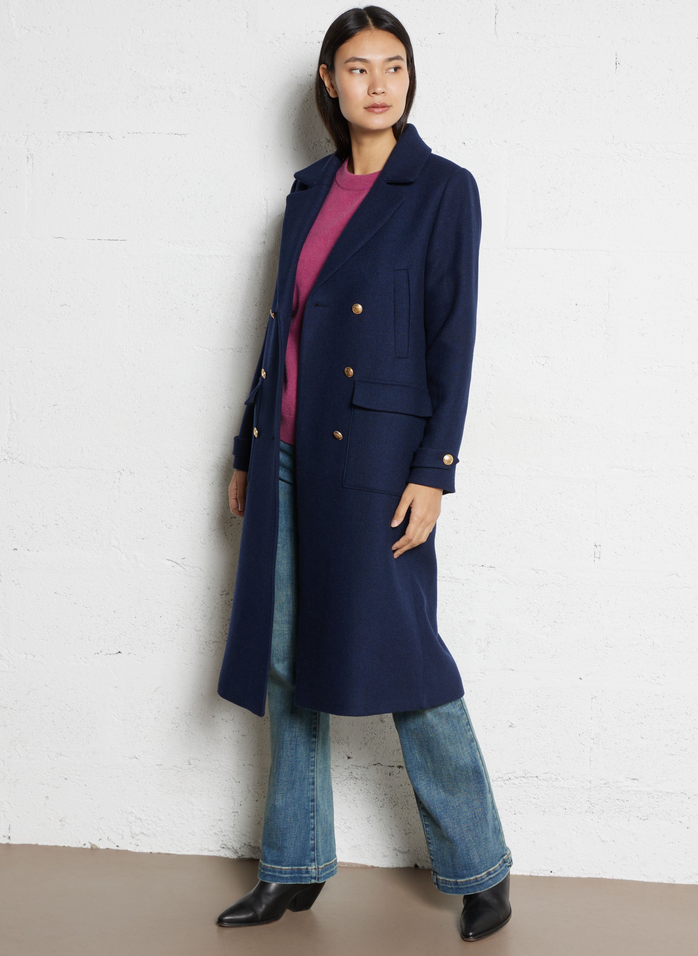 Oversized wool-blend coat with tailored collar I CODE Blue