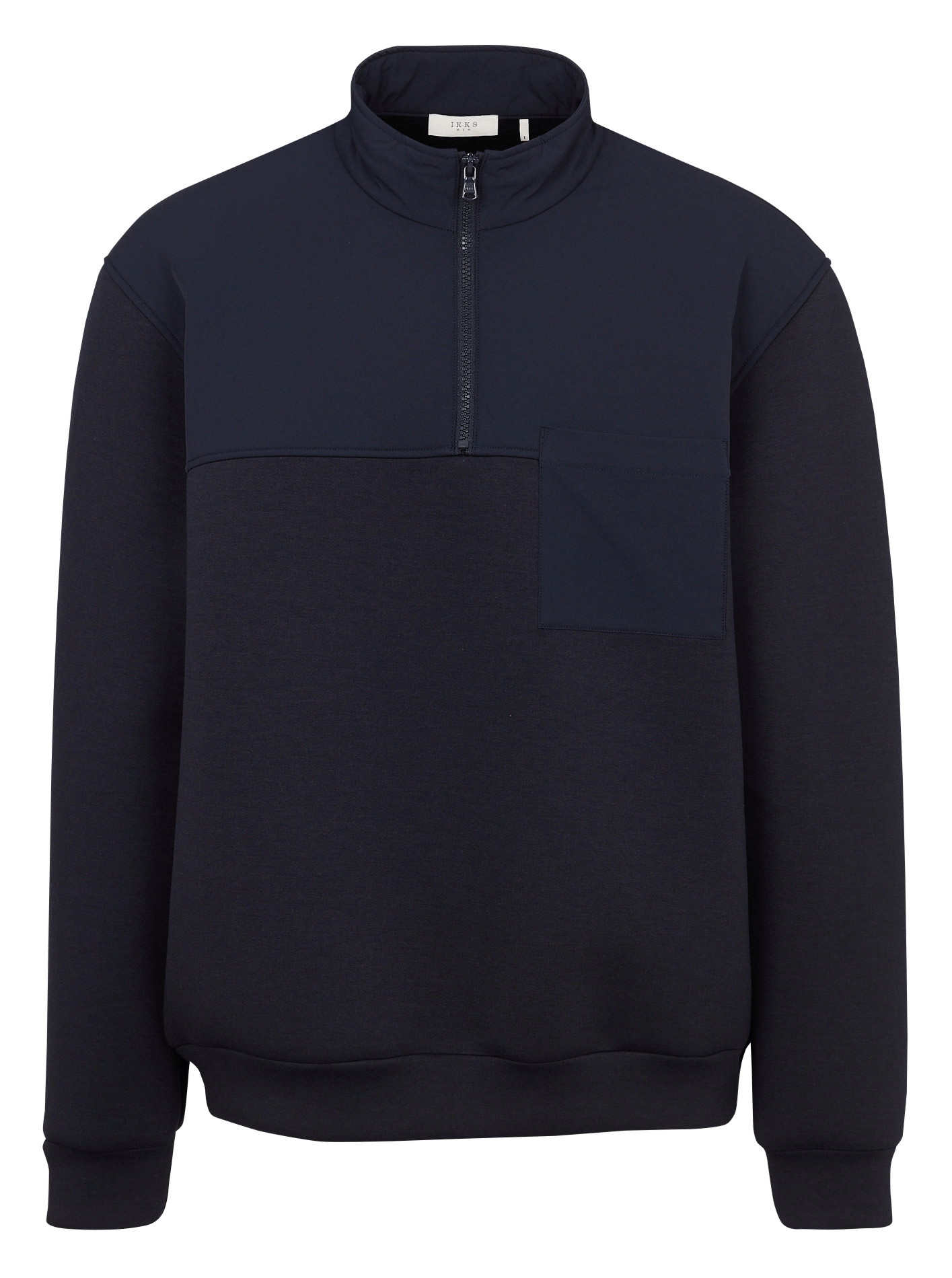 Sweat droit bi-matière col zippé IKKS Bleu