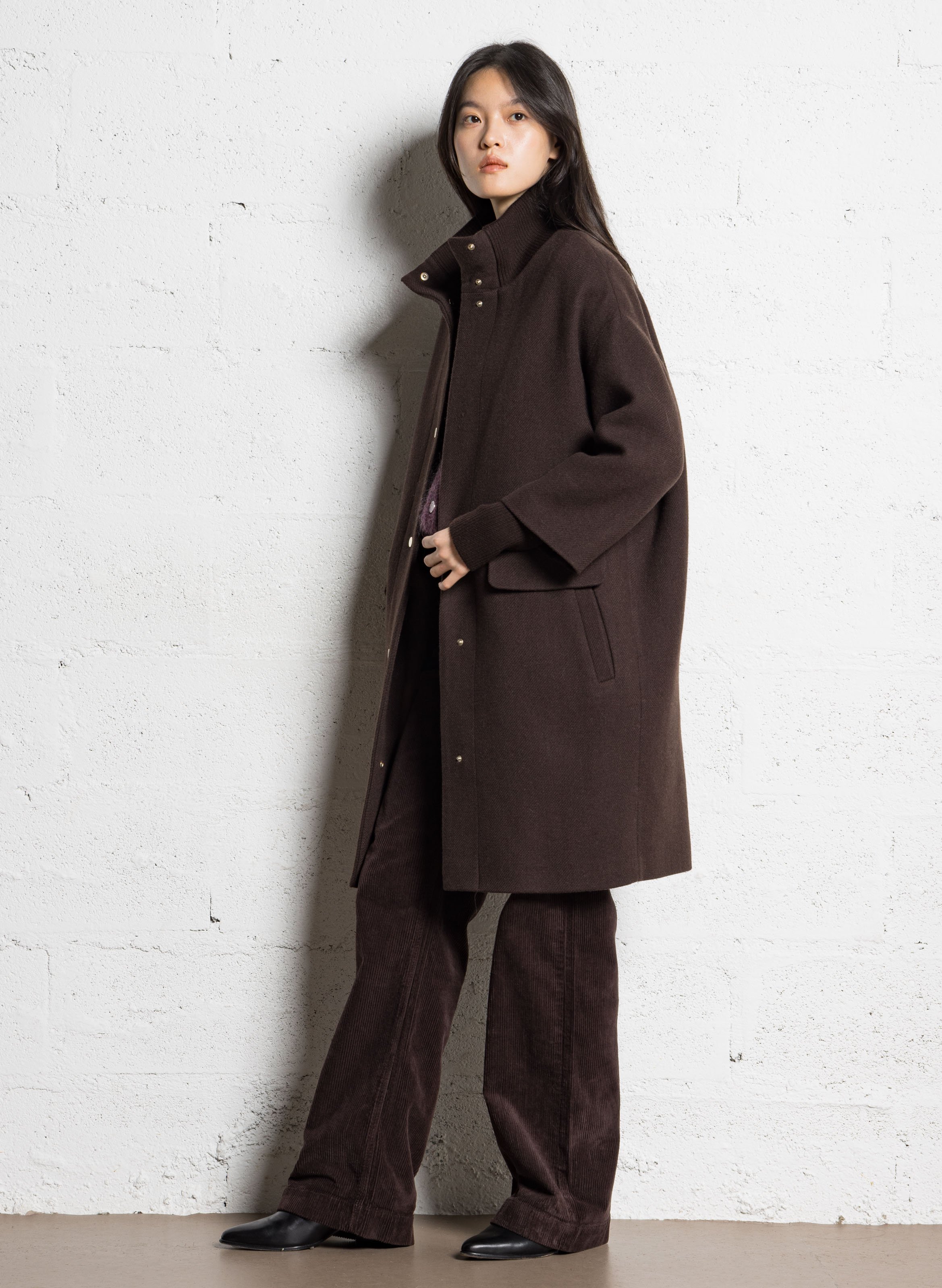 Long oversized solid coat MAISON 123 Brown