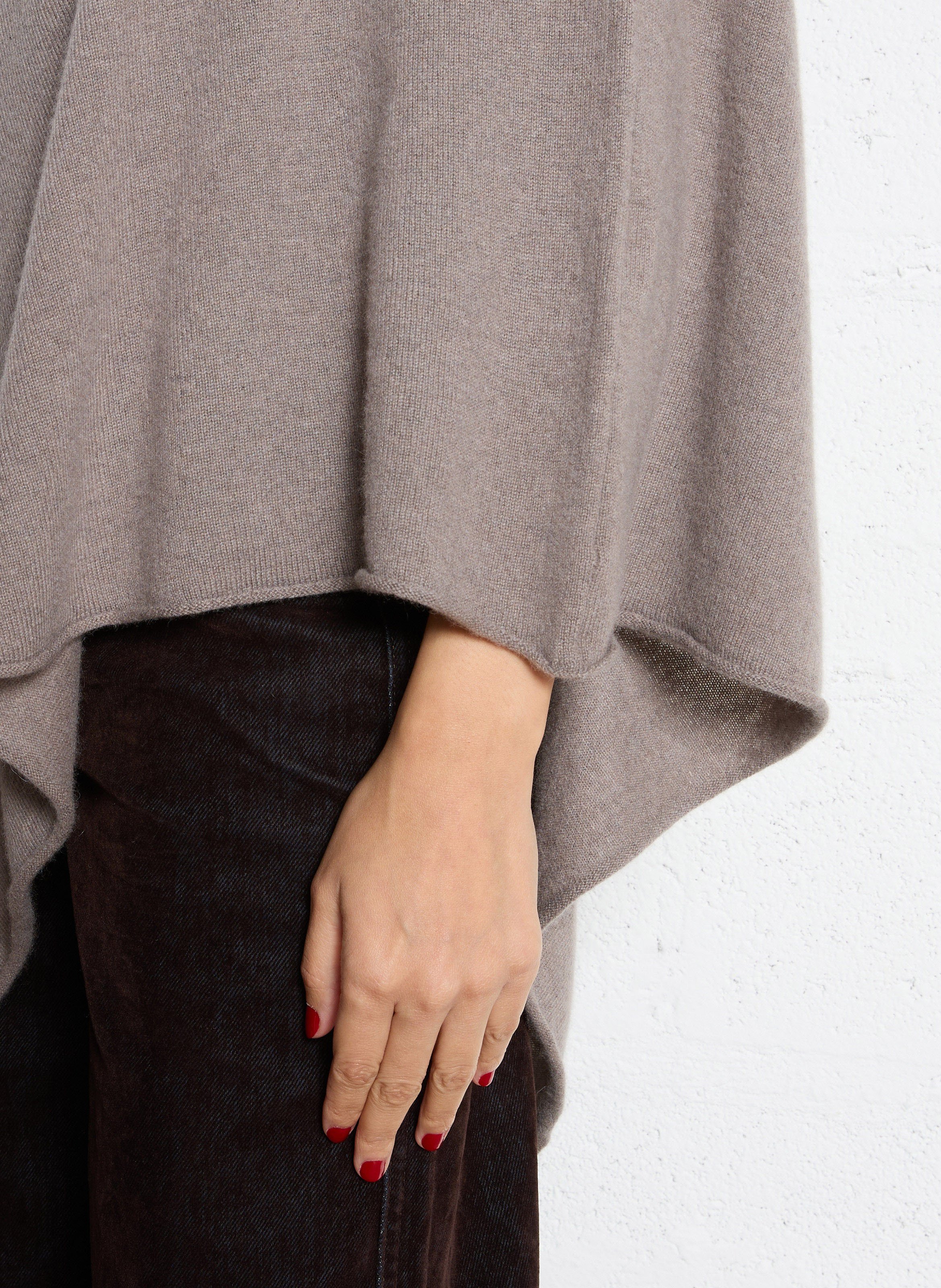 Poncho col bateau en cachemire SUD EXPRESS Marron