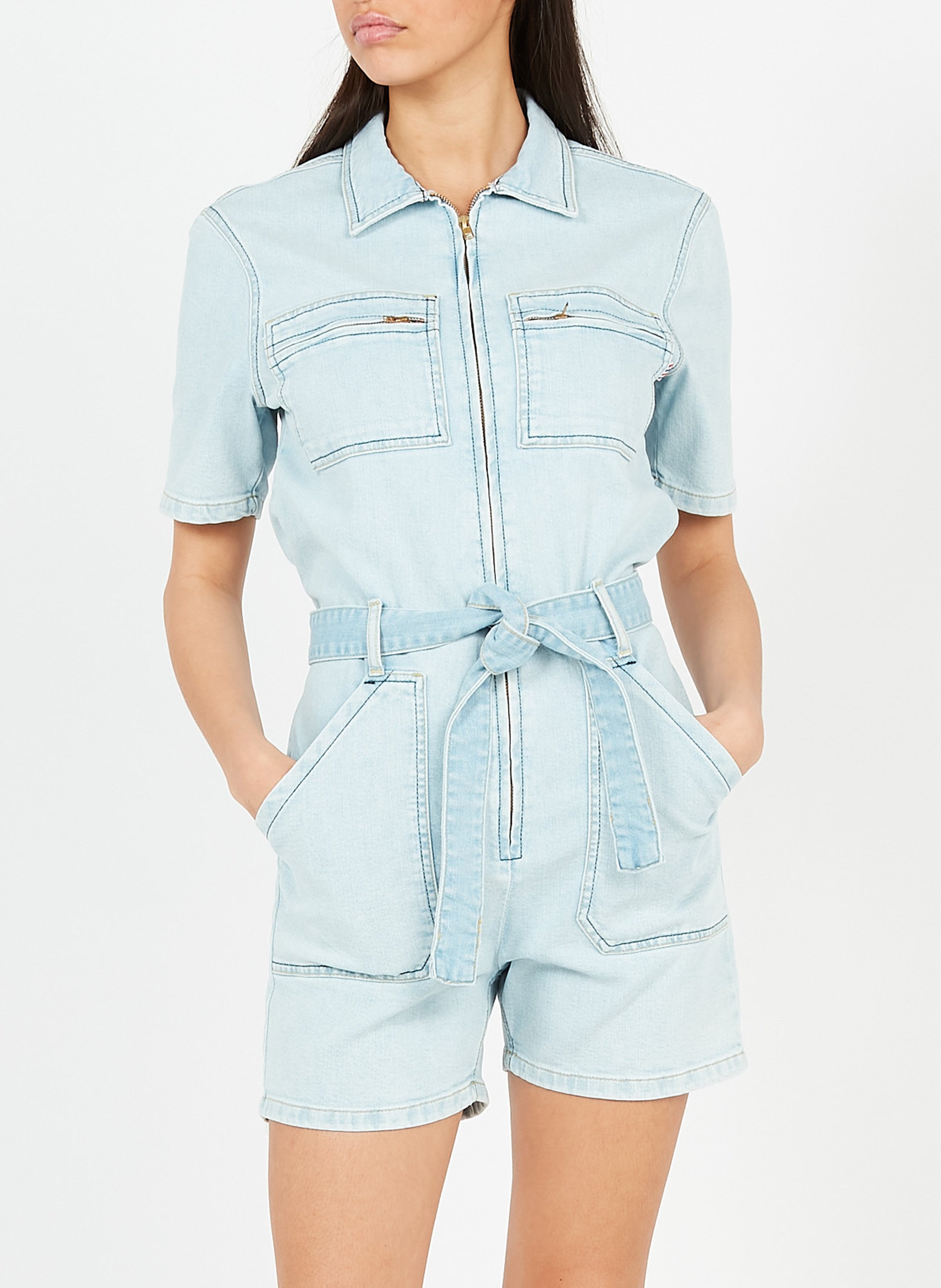 Cotton-blend playsuit with classic collar LA PETITE FRANCAISE