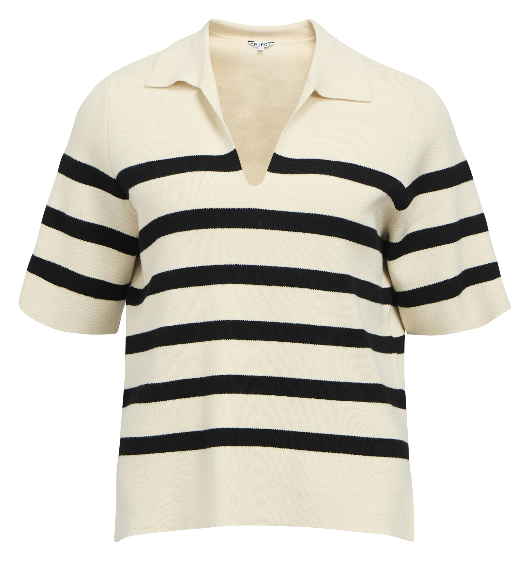 Top manches courtes à rayures OBJECT Beige
