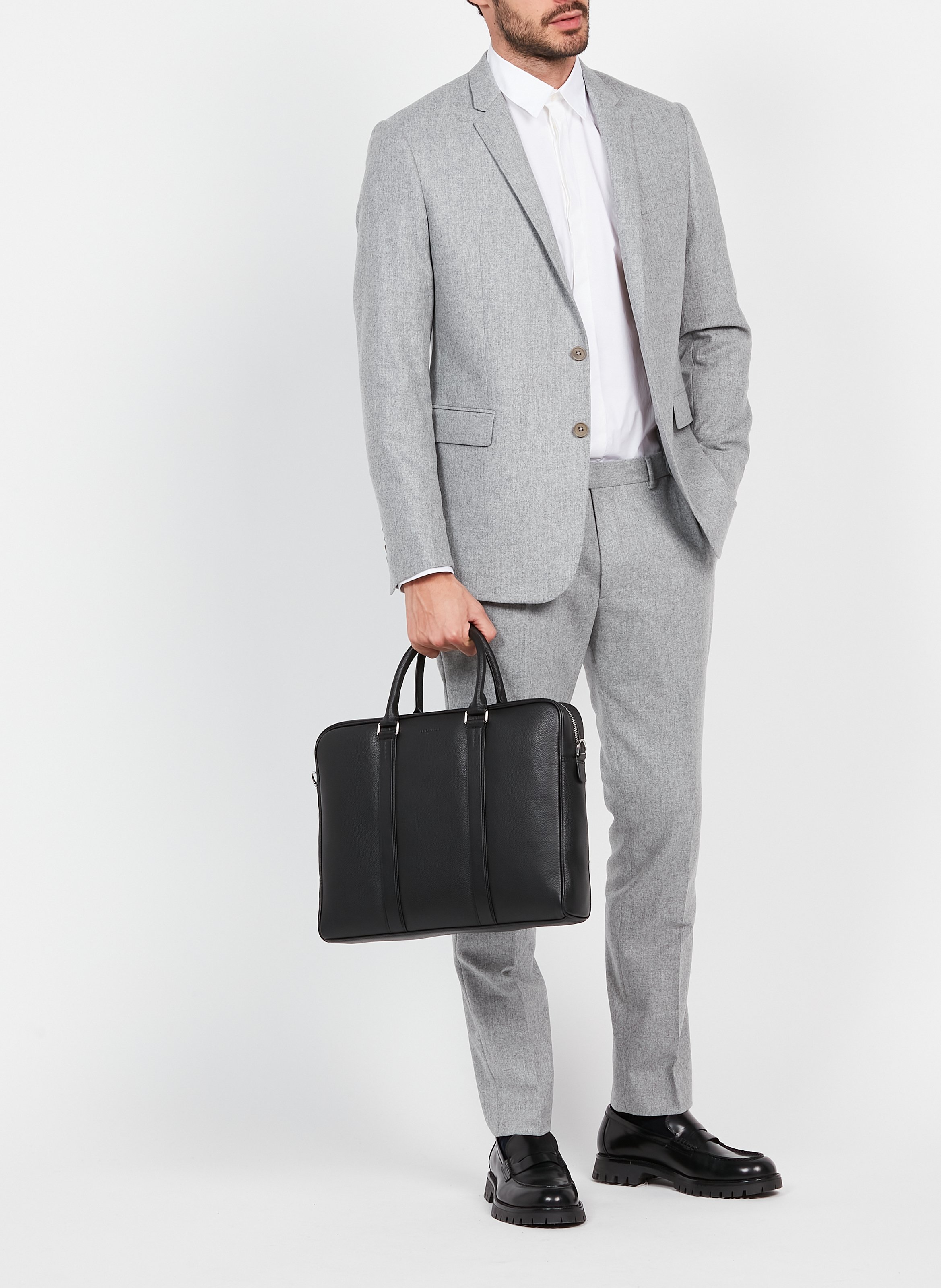 Felted wool suit jacket SAISON 1865 Grey