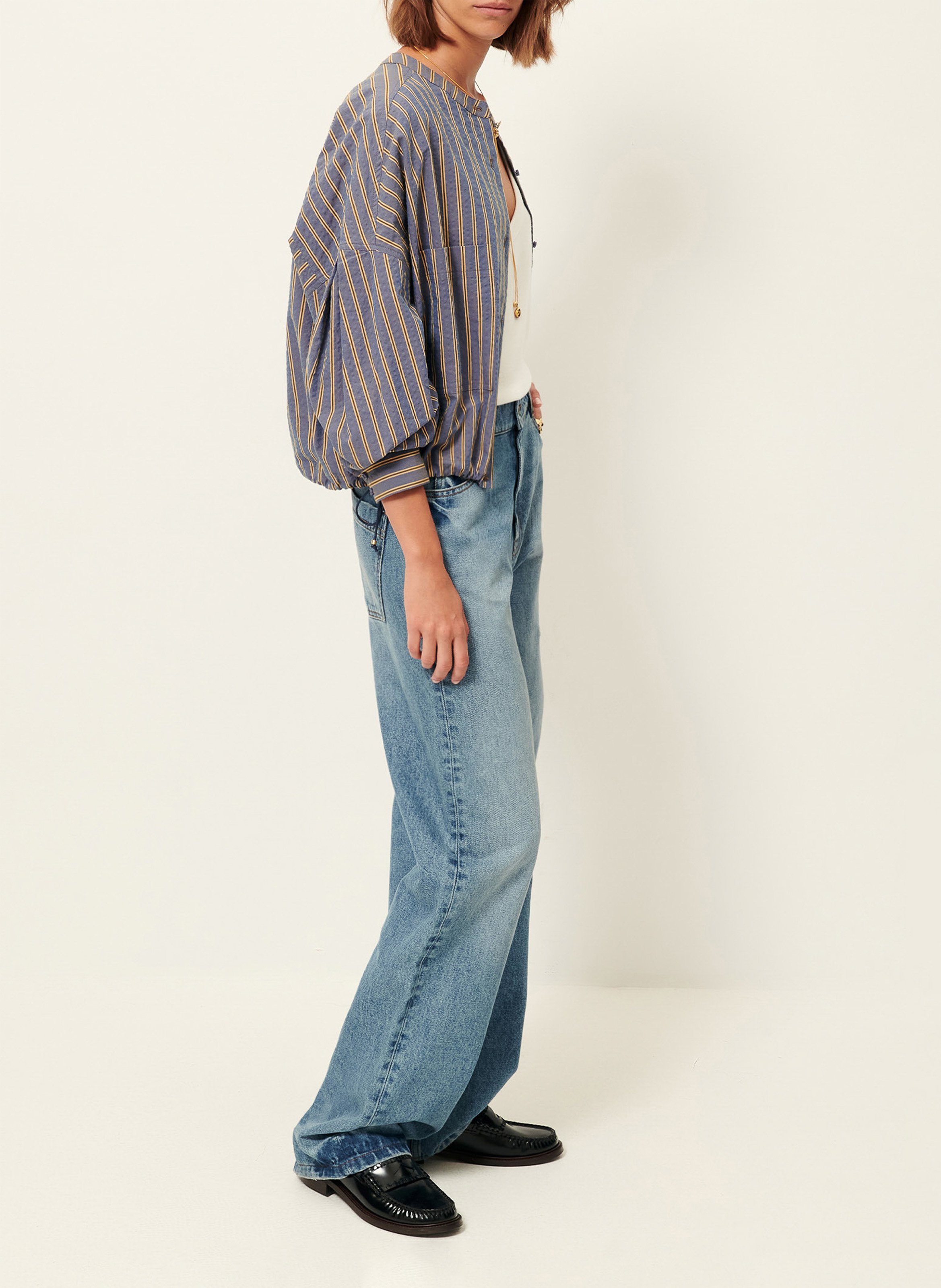 Round neck striped shirt Multicolored