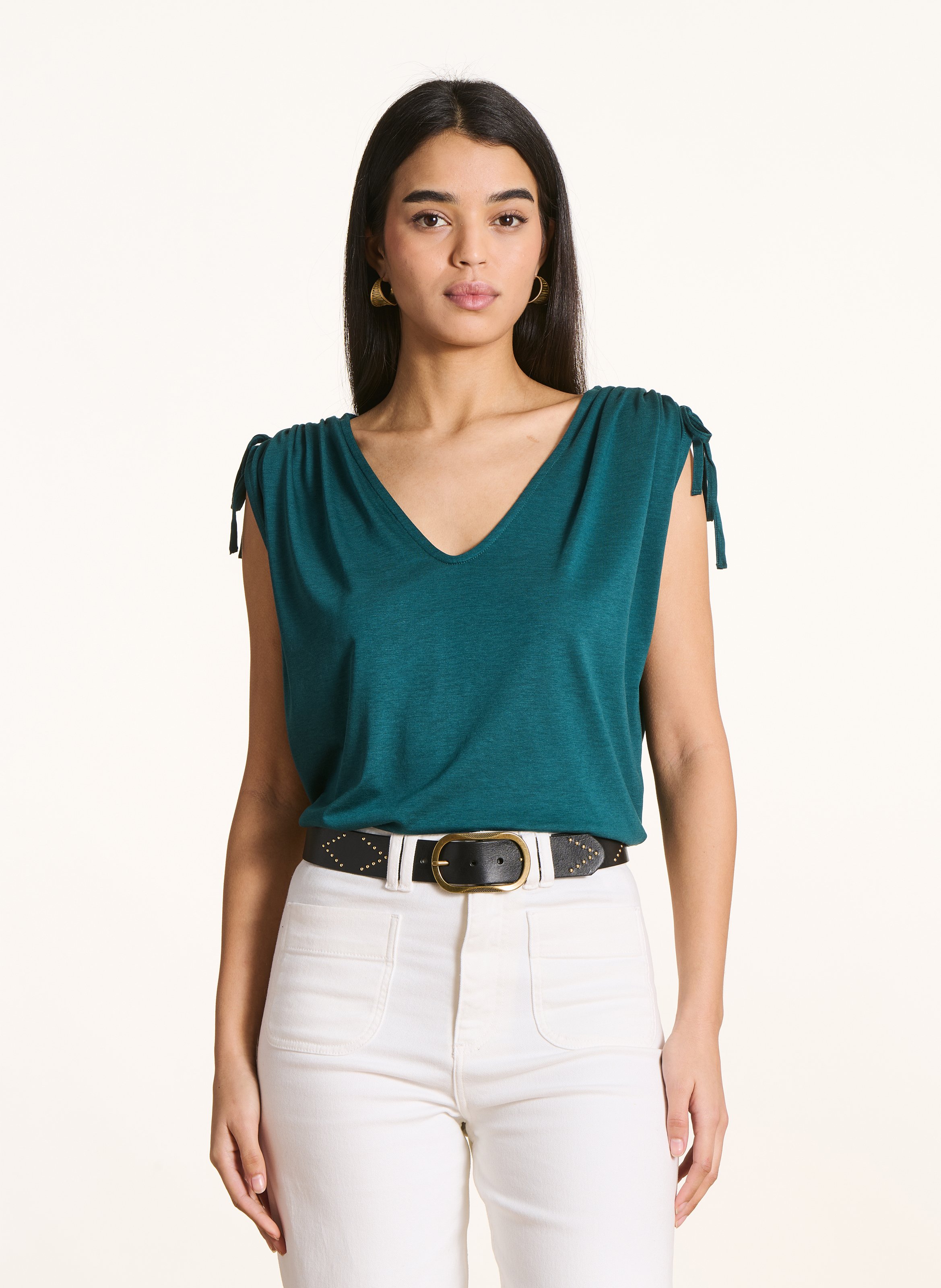 Tee-shirt oversize col V LA FEE MARABOUTEE Vert