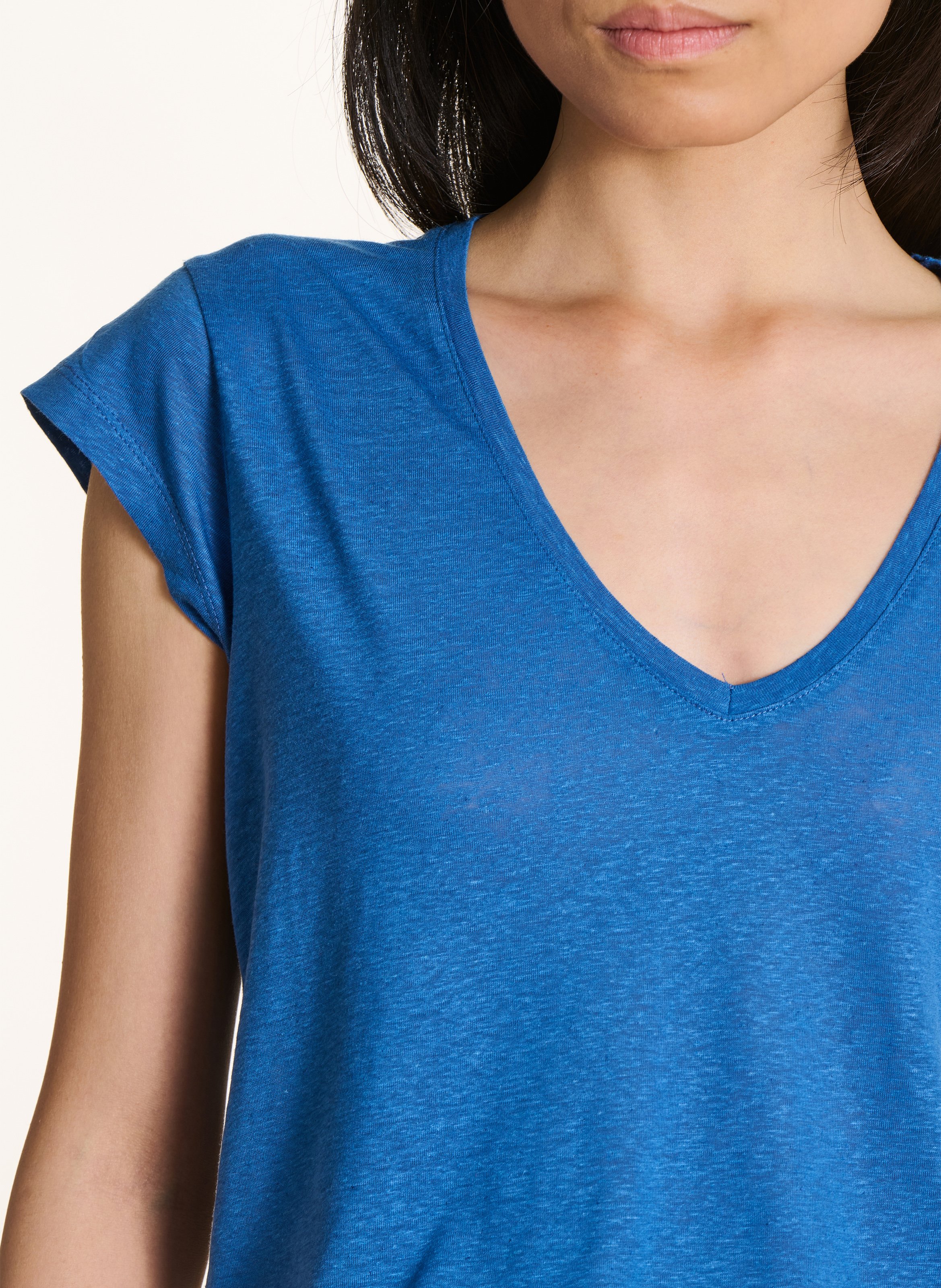 T-shirt met V-hals LA FEE MARABOUTEE Blauw