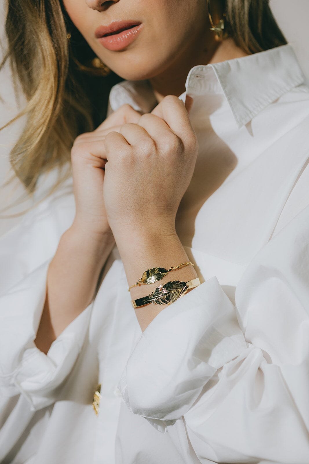 Gold-plated leaf bracelet MONSIEUR SIMONE Silver