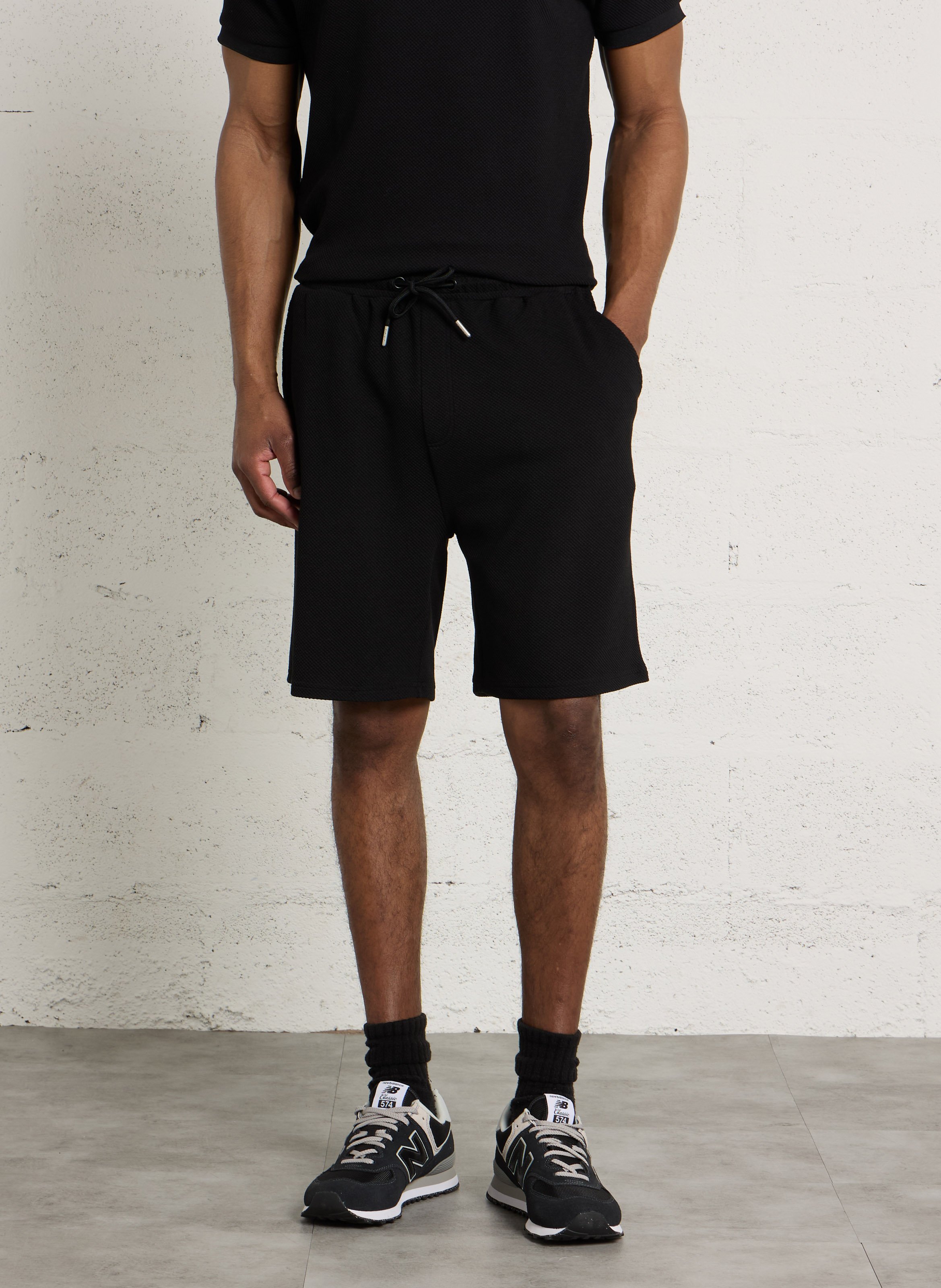 Short droit texturé SCHOTT Noir