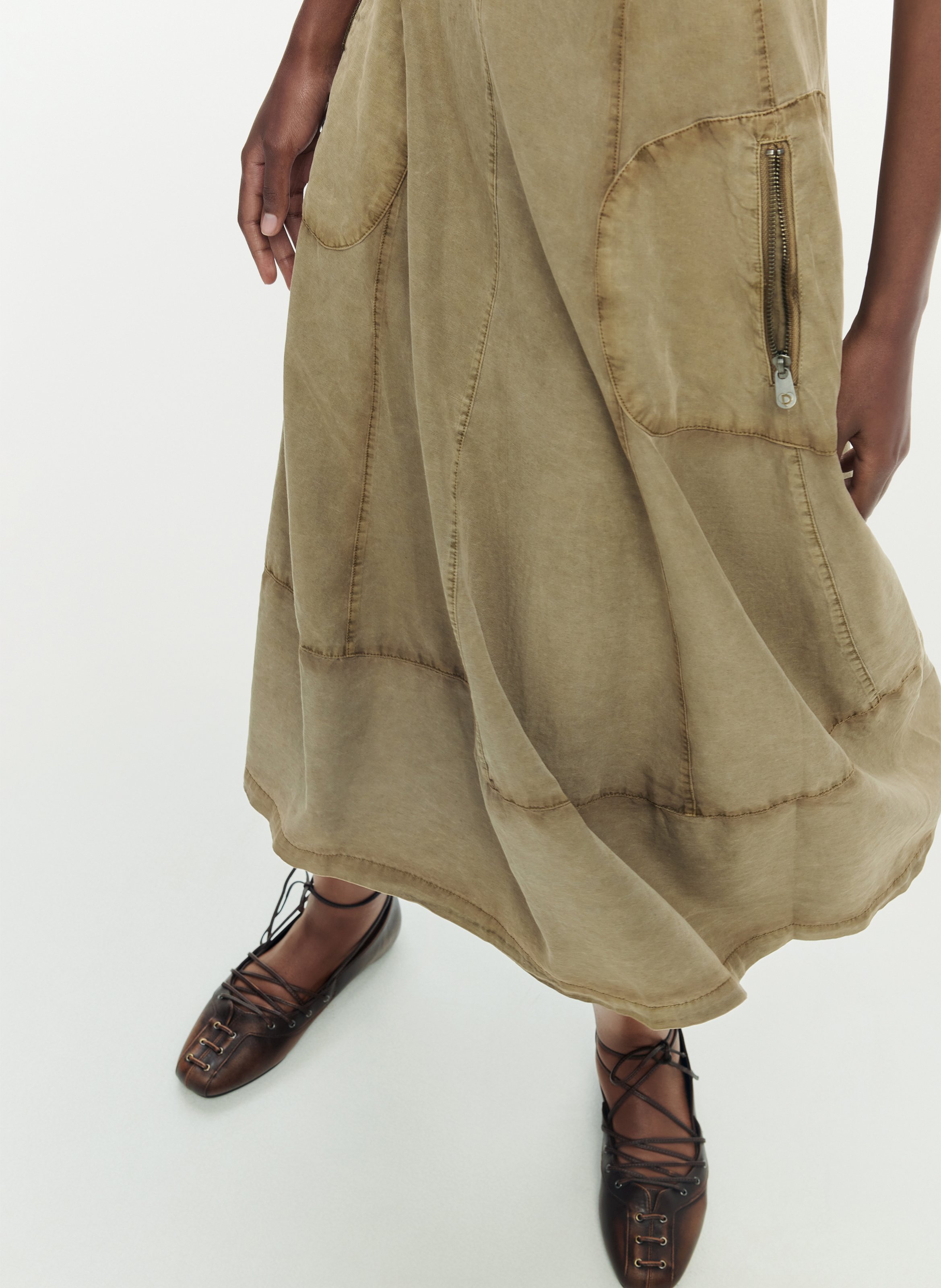 Robe midi col carré DESIGUAL Marron