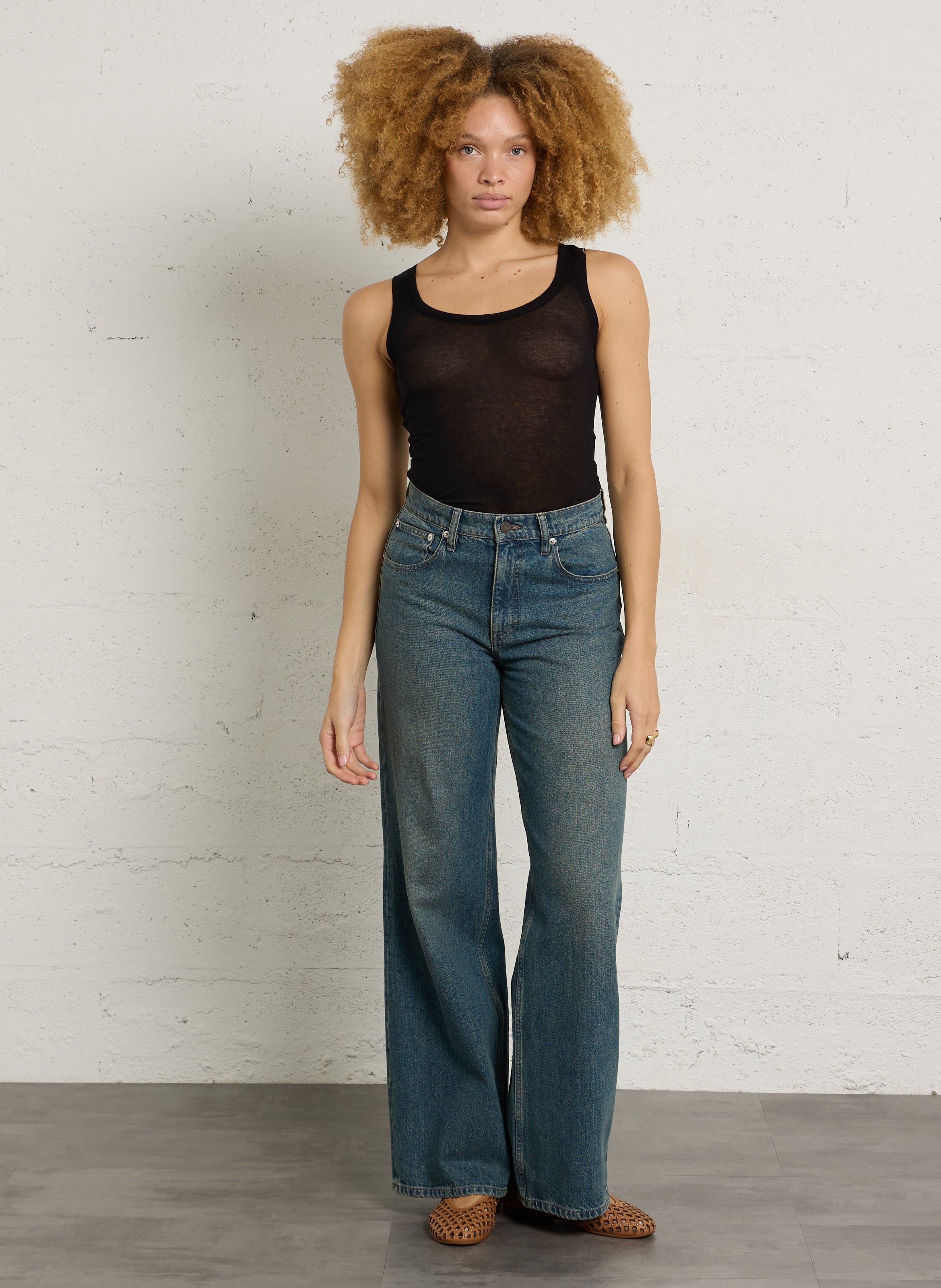 Round-neck cotton tank top AMERICAN VINTAGE Black