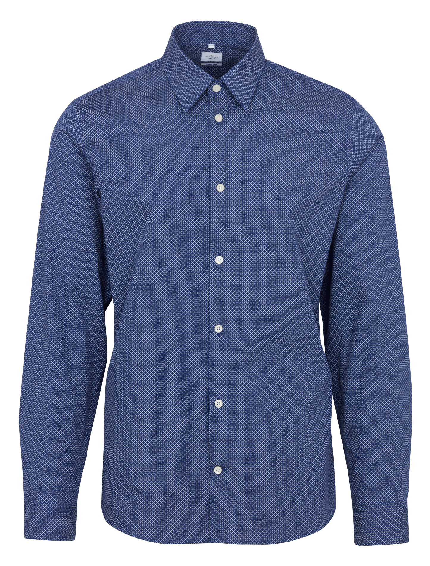 Slim-fit cotton shirt with classic collar AU PRINTEMPS PARIS Blue