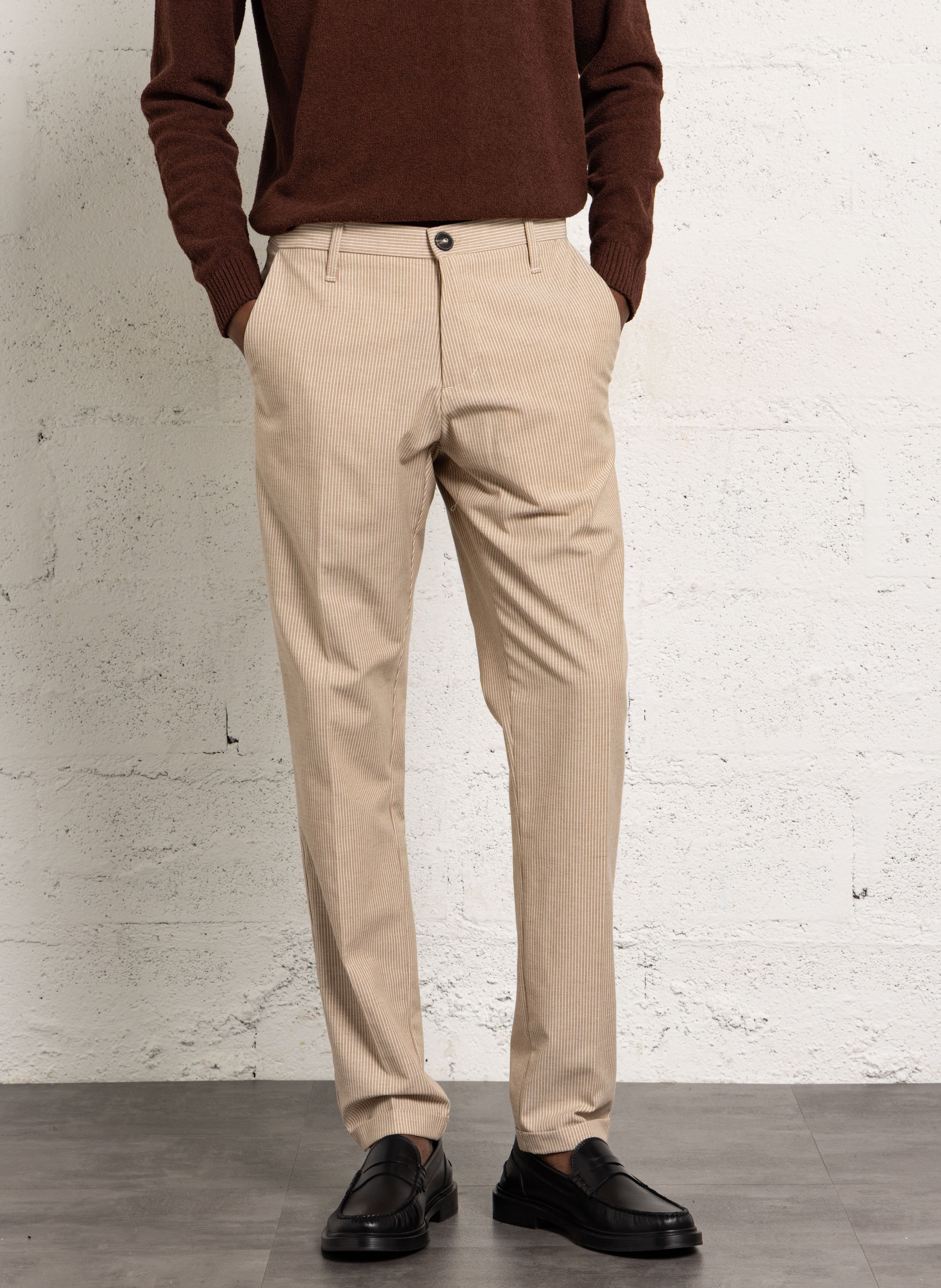 Pantalon droit rayé IMPERIAL Beige