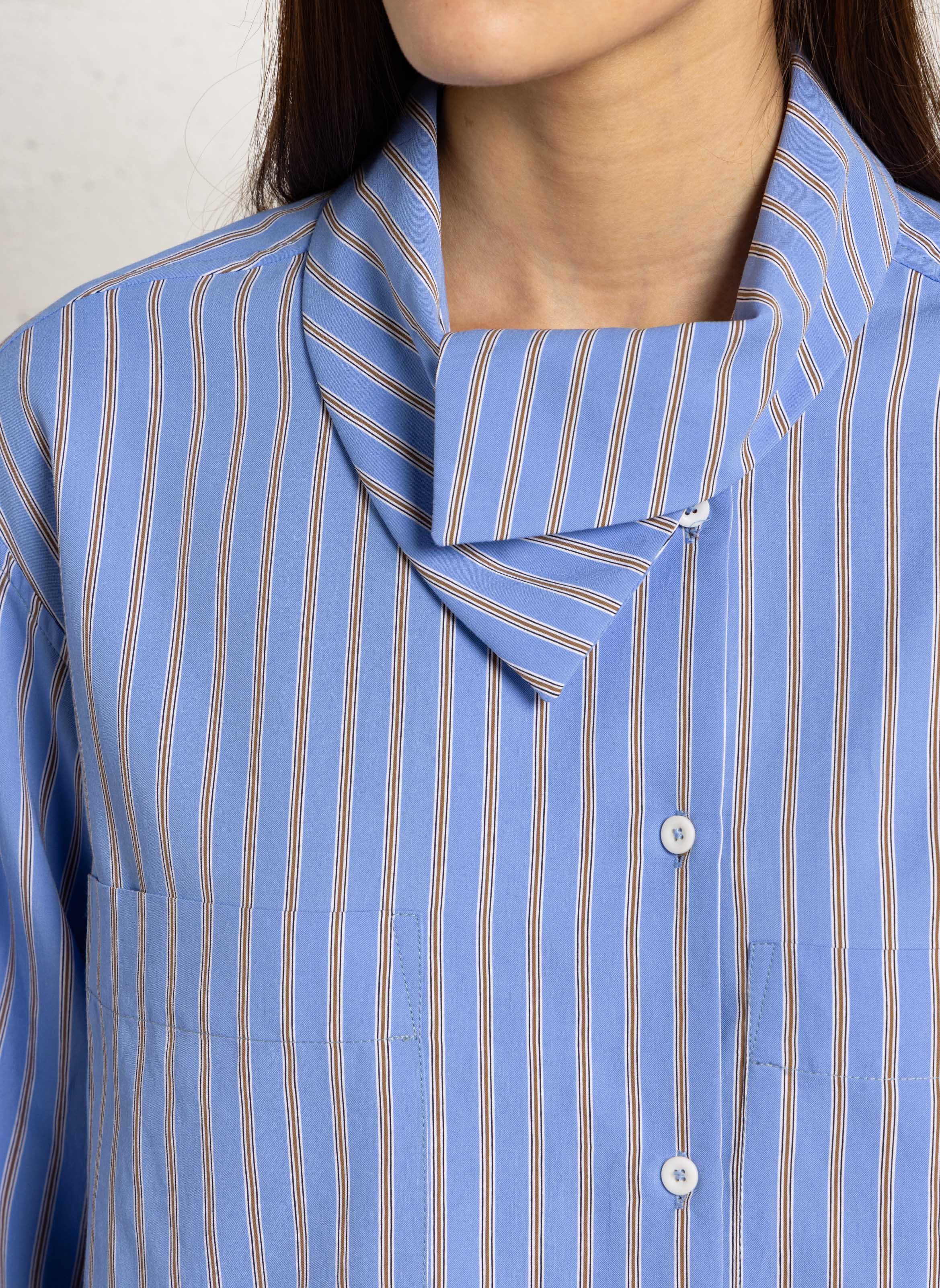 Chemise rayée à col asymétrique MARGAUX LONNBERG Bleu
