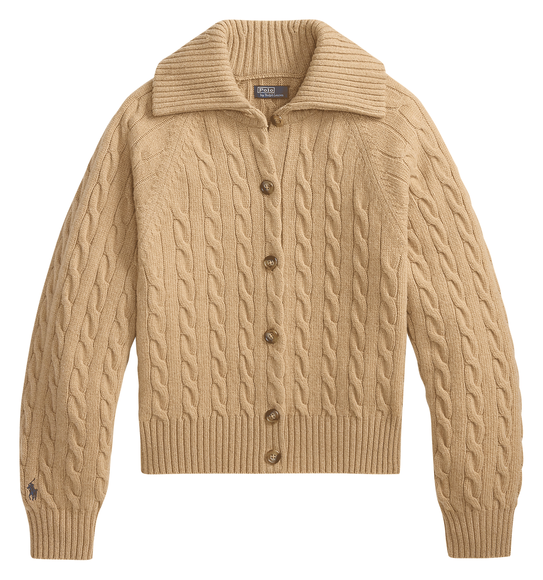 Straight cable-knit wool cardigan POLO RALPH LAUREN Beige