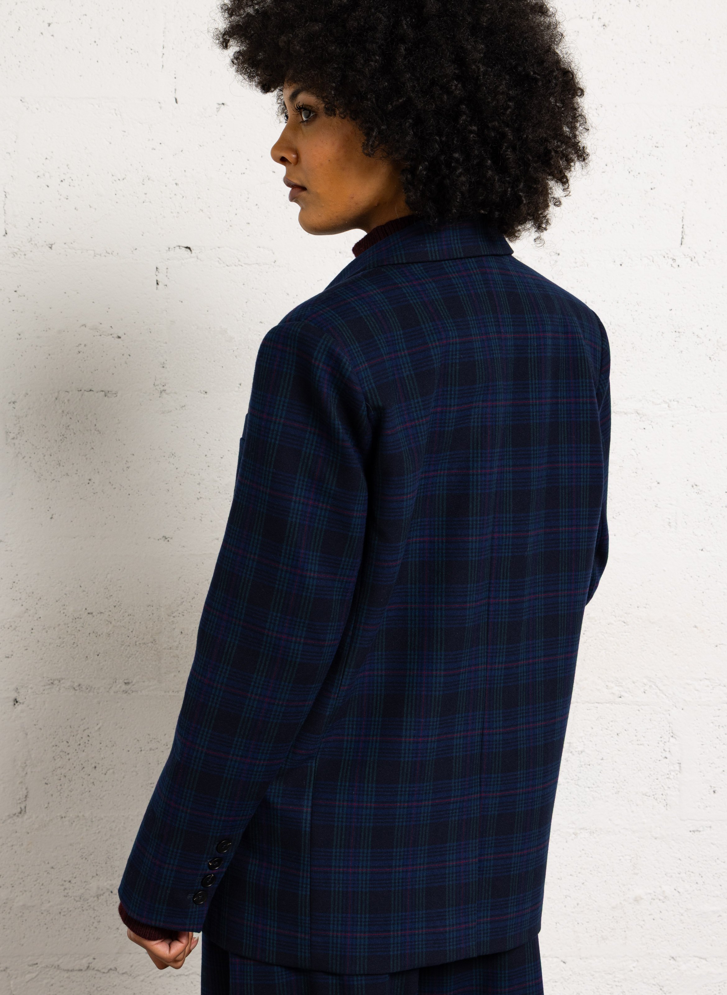 Straight check tailored jacket SUNCOO Blue
