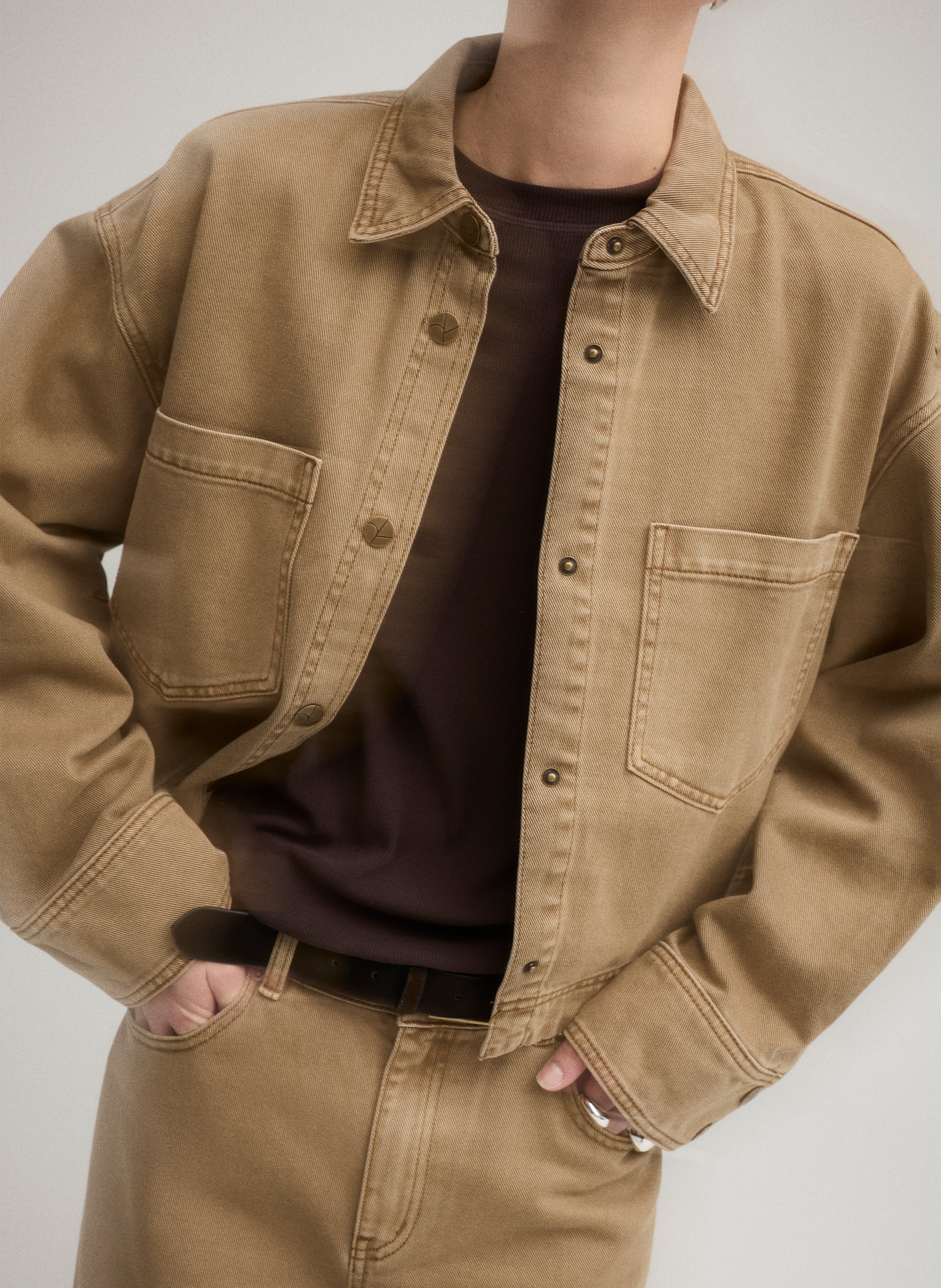Loose short solid color shirt ROUGE EDIT Golden